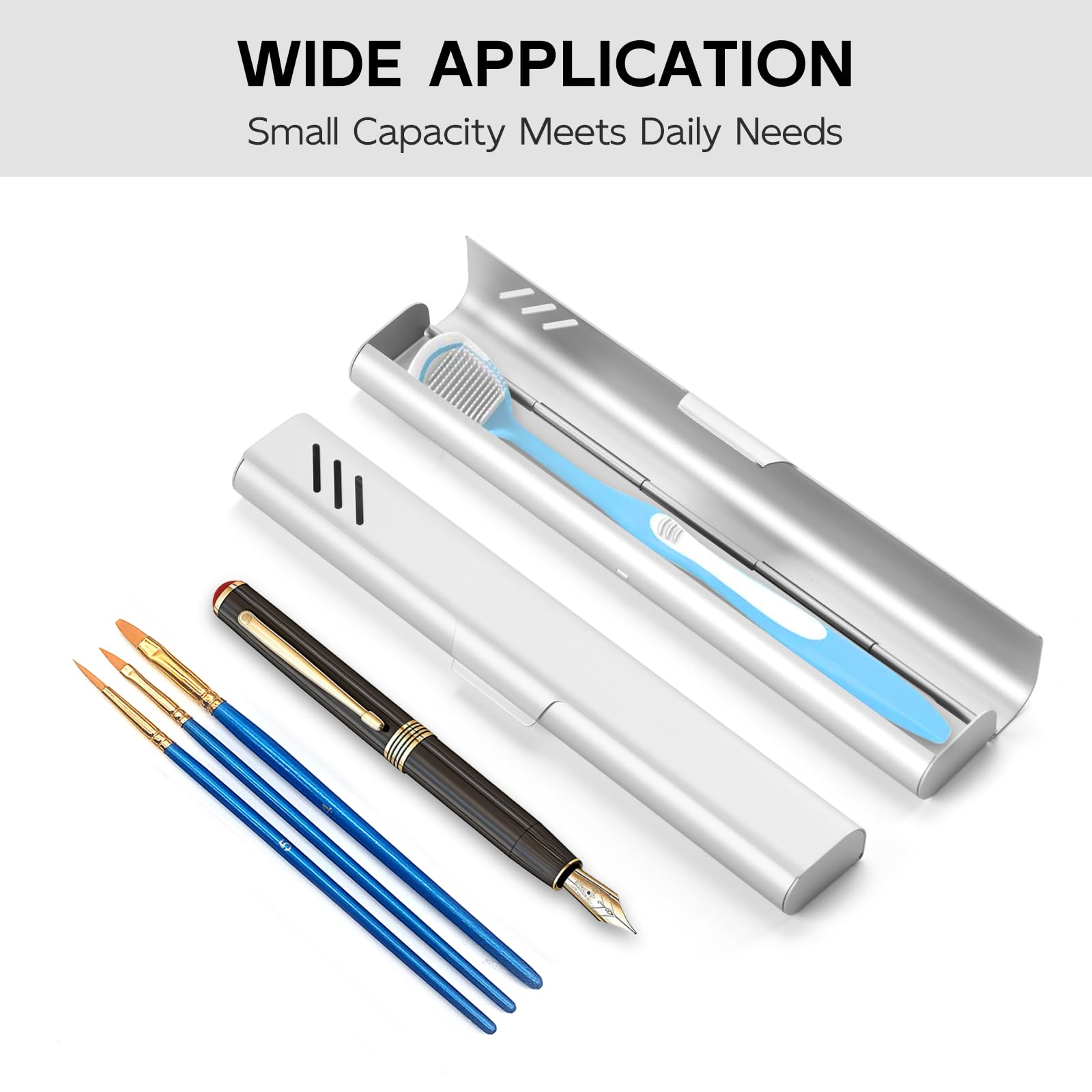 Compact aluminum toothbrush case for travel - Sliver