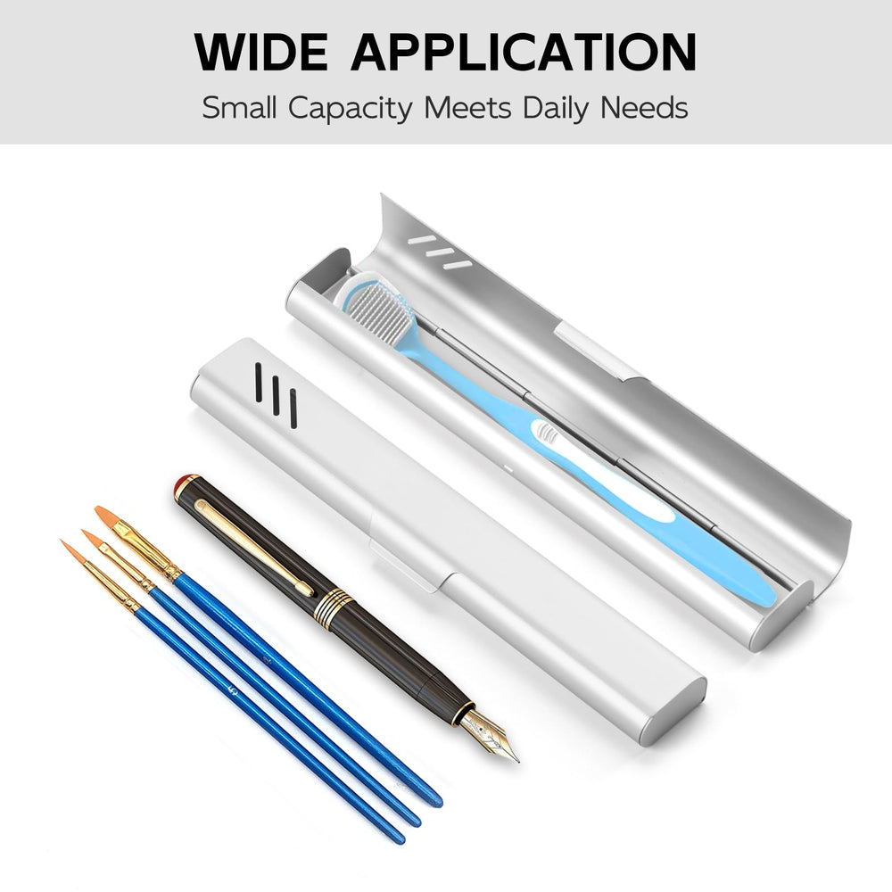 Compact aluminum toothbrush case for travel - Sliver
