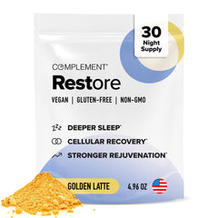 Complement Restore Golden Latte packaging with scoop