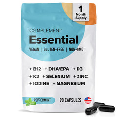 Front label of Complement Essential Vegan Multivitamin for Men and Women