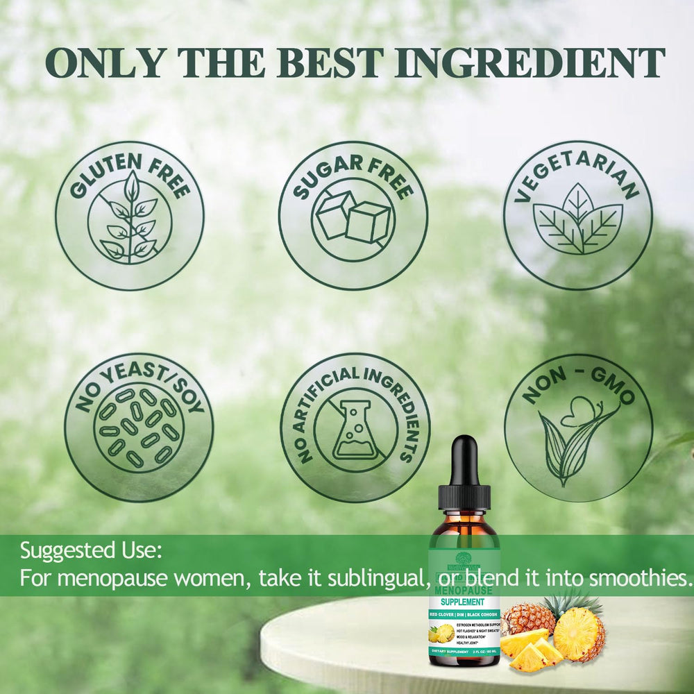 Sugar-free menopause liquid supplement for mood and hot flashes