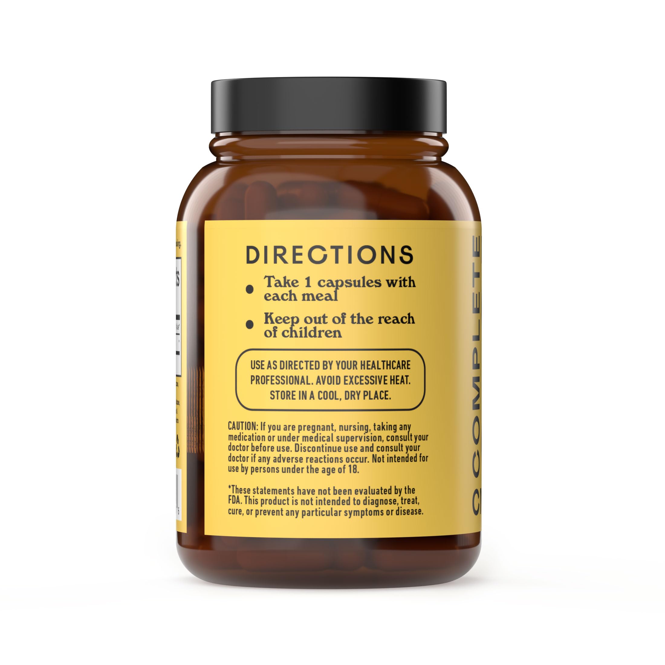 Front label of Complete Natural Digestive Enzyme Capsules bottle