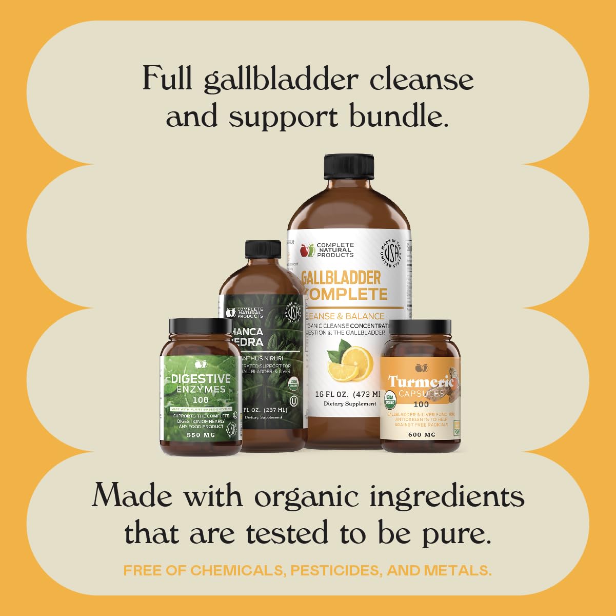 Complete Natural Products Gallbladder Bundle poured — the liquid in action ready for mixing with water.