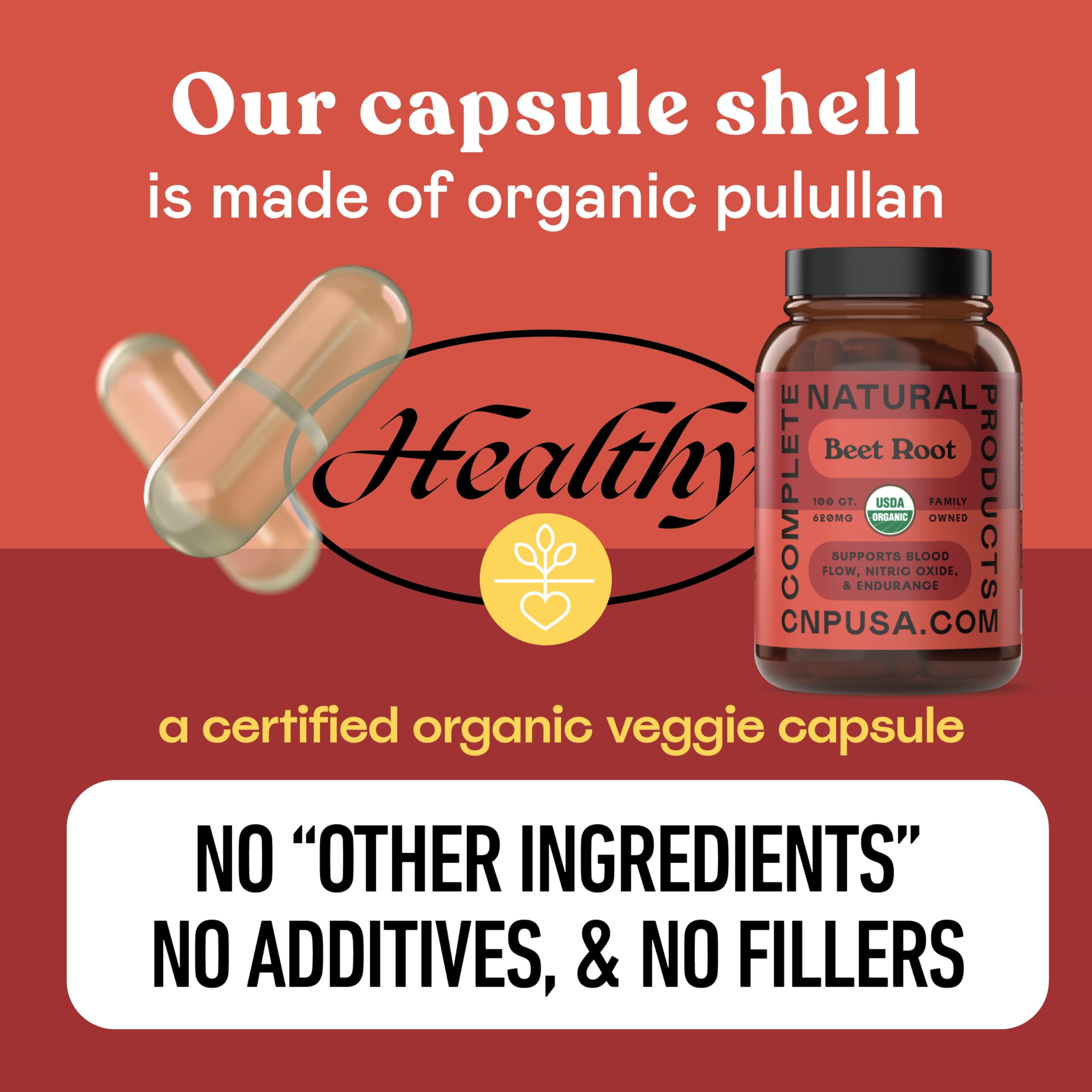 Complete Natural Products ingredient scoop with organic beet showcases simple whole-plant nutrition.