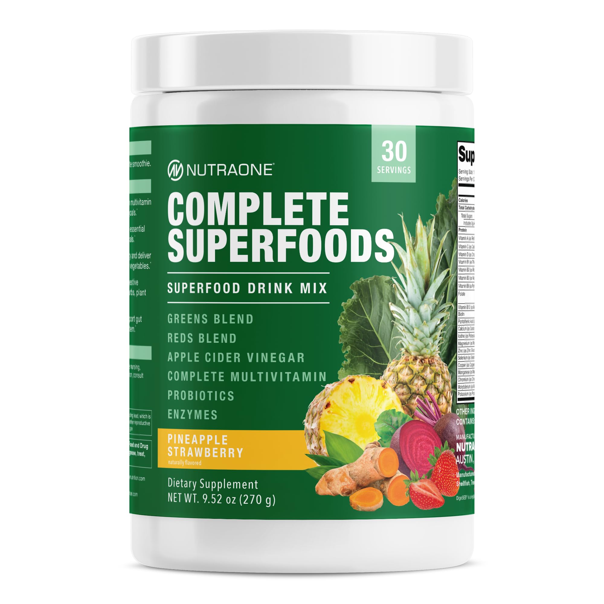 Front view of Complete Superfoods cannister