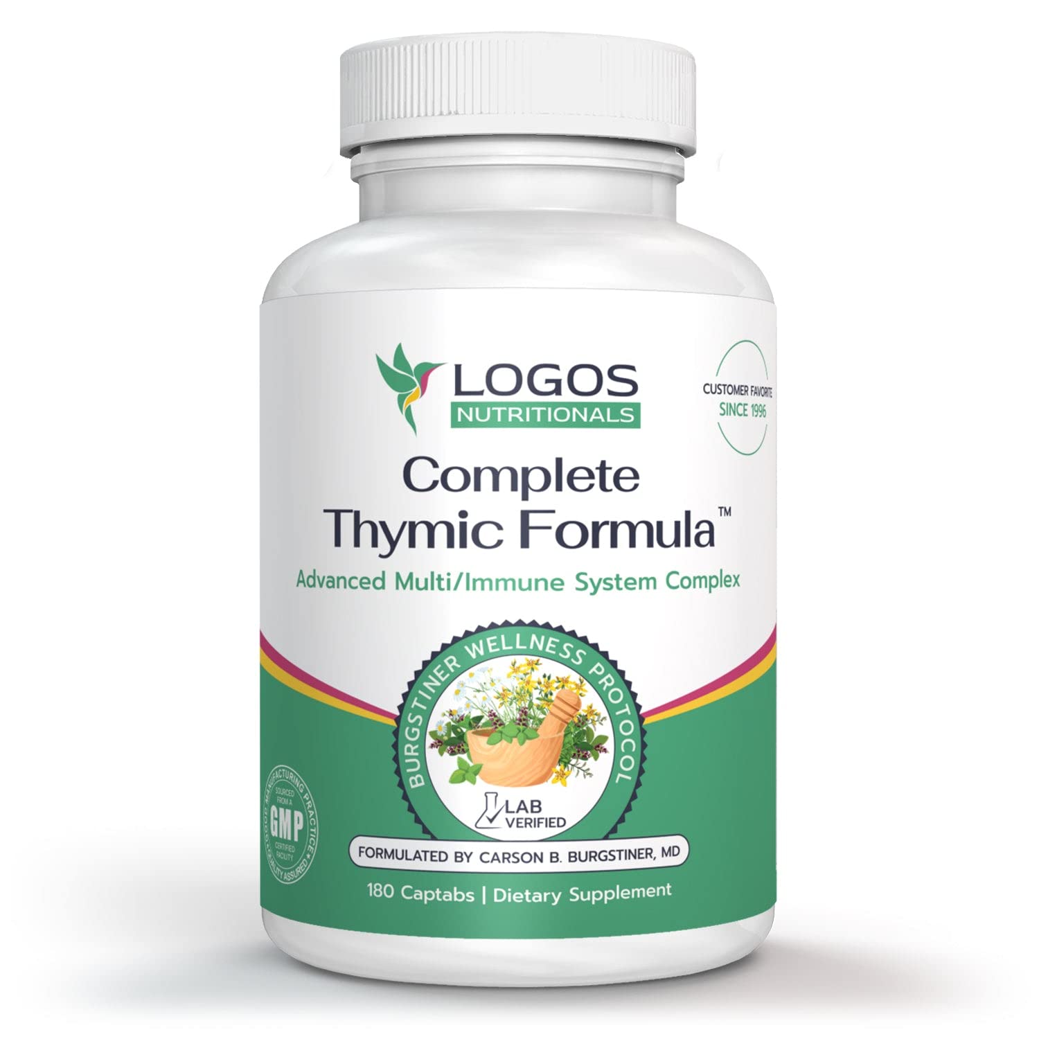 Ingredient list for Complete Thymic Formula showing thymus glandular extracts