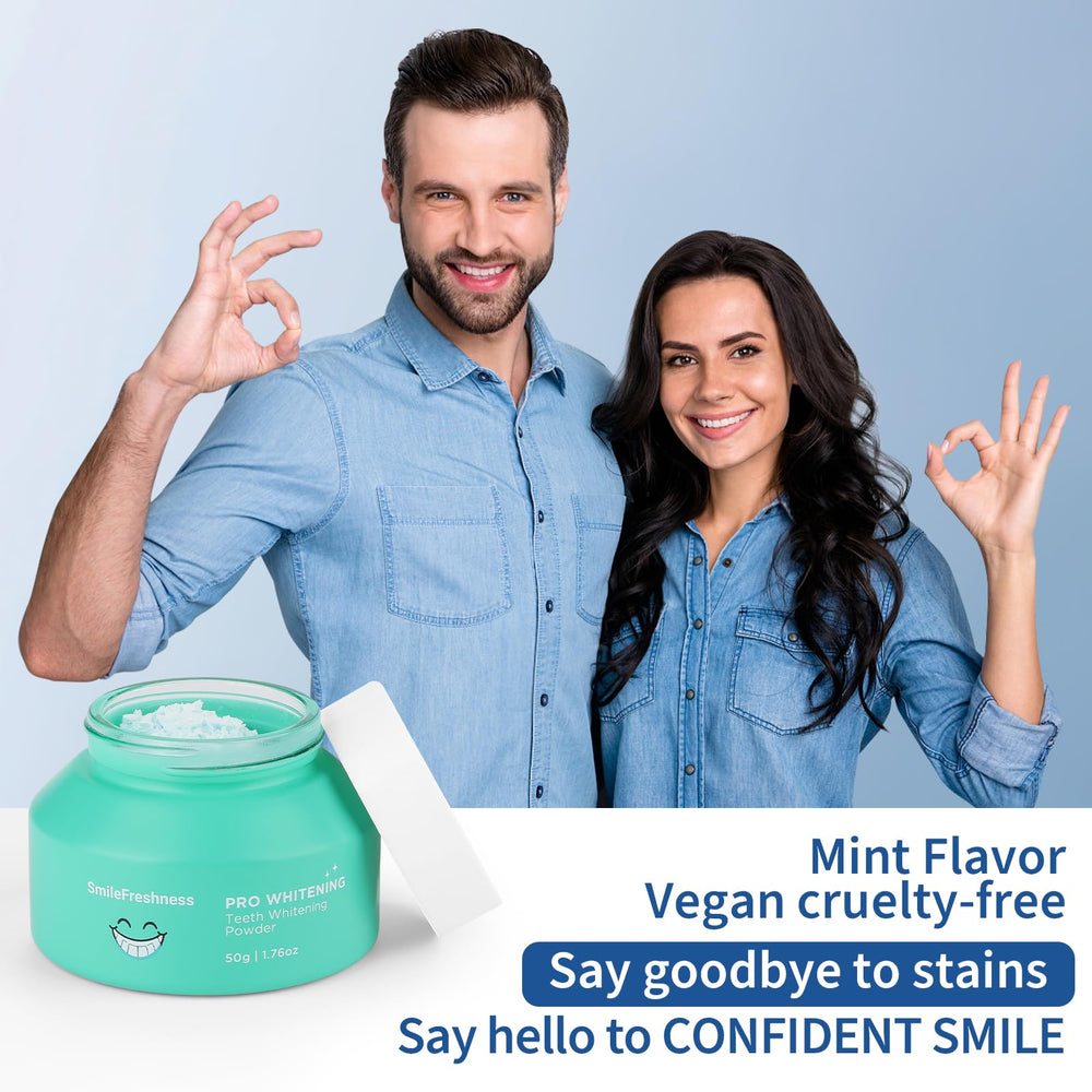 Complete whitening set with strips and powder for a brighter smile