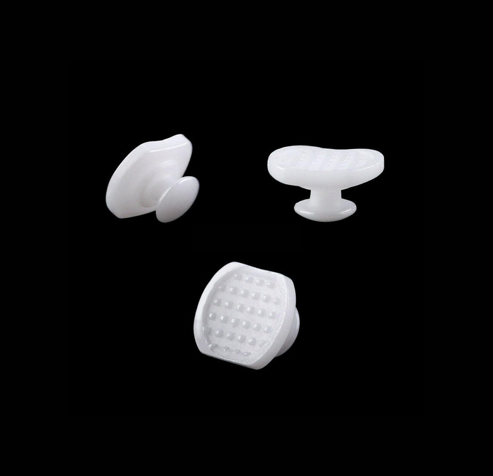 Composite lingual button with round and rectangular bases