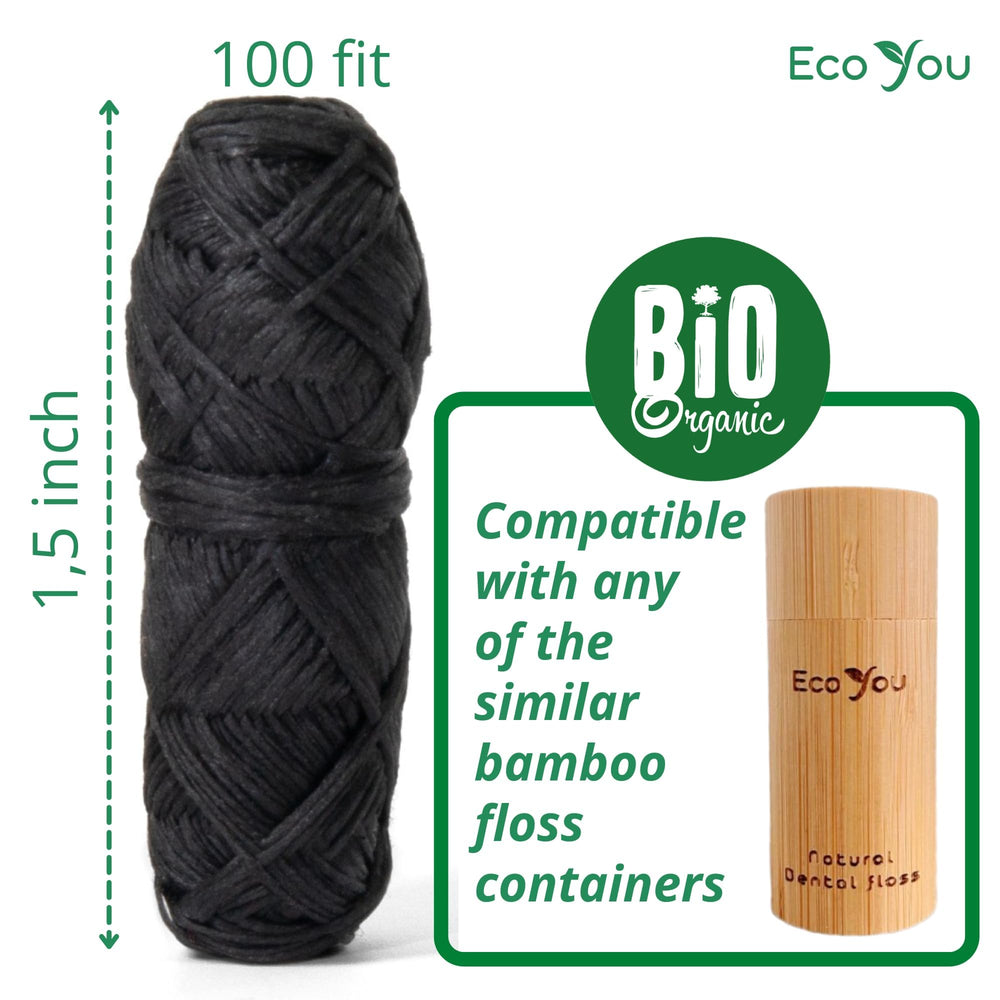Compostable floss spools in paper bags.