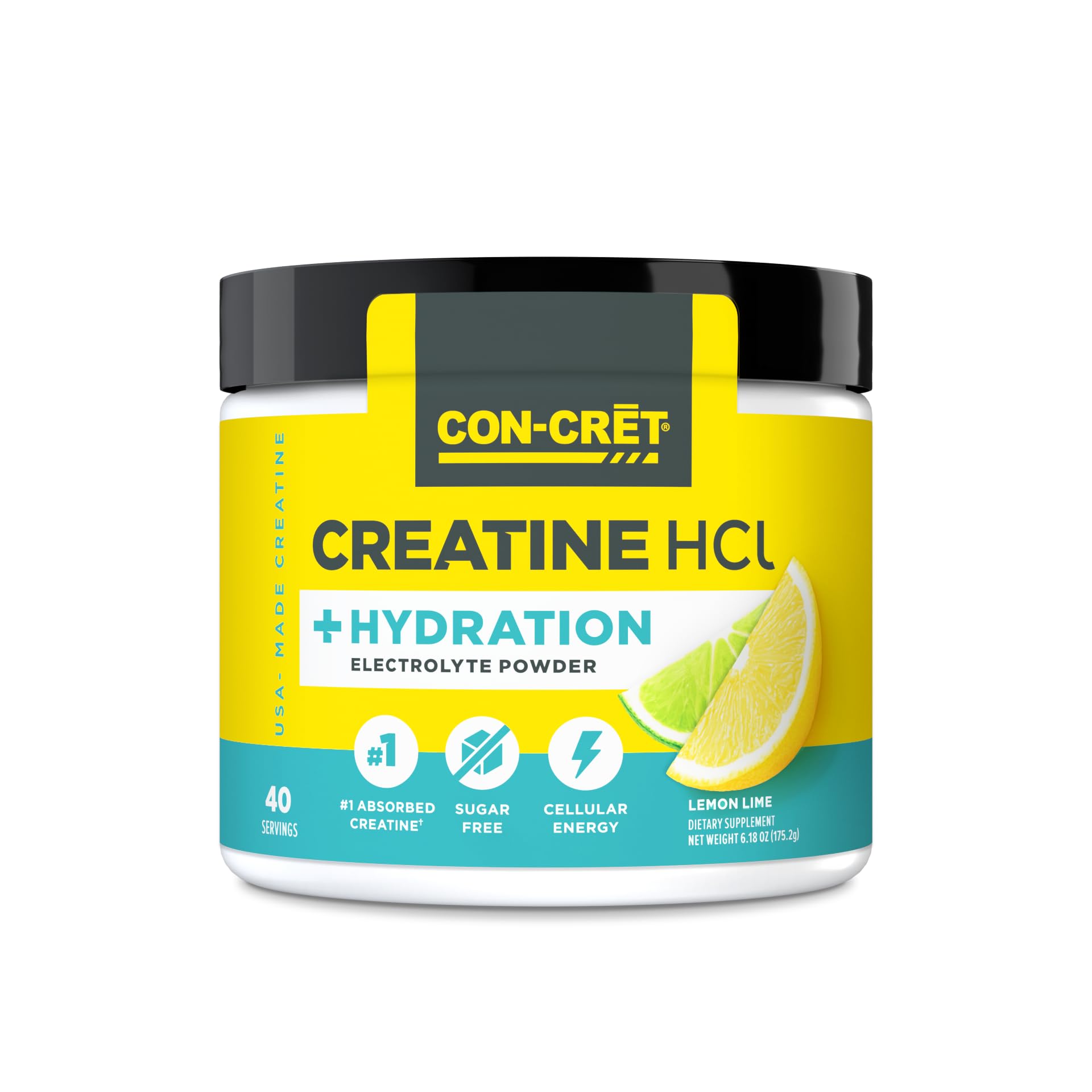 Hero image of CON-CRET Creatine HCl + Hydration lemon-lime electrolyte powder (40 servings)