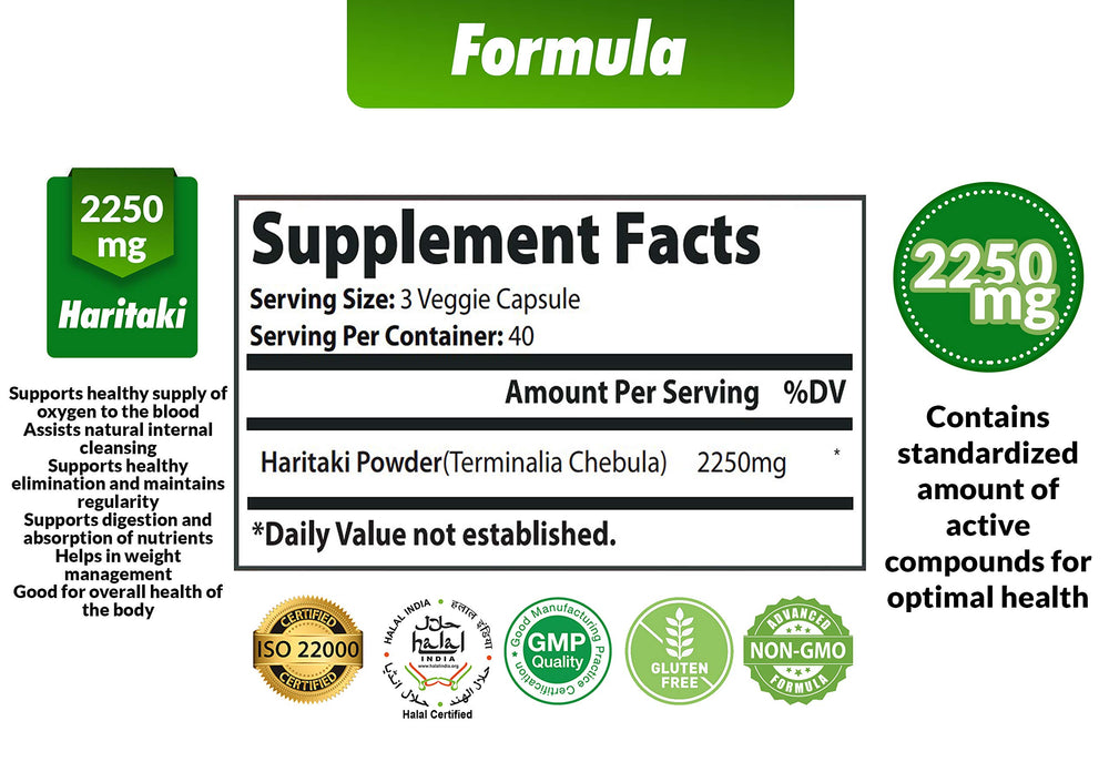 Packaging of Cona Nature Haritaki Capsules (120 capsules)