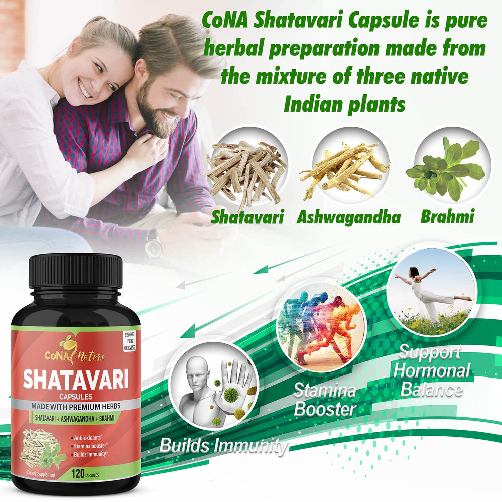 Shatavari, Ashwagandha and Brahmi ingredients for Cona Nature