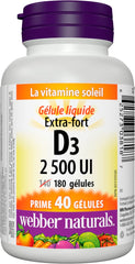 Close-up of the Vitamin D3 2500 IU label on the bottle