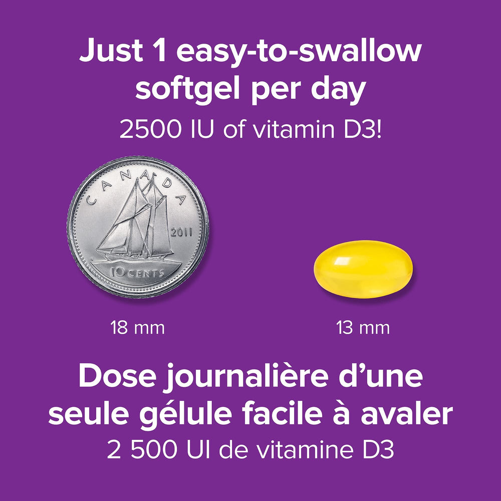 Supplement facts panel of Webber Naturals Vitamin D3 bottle