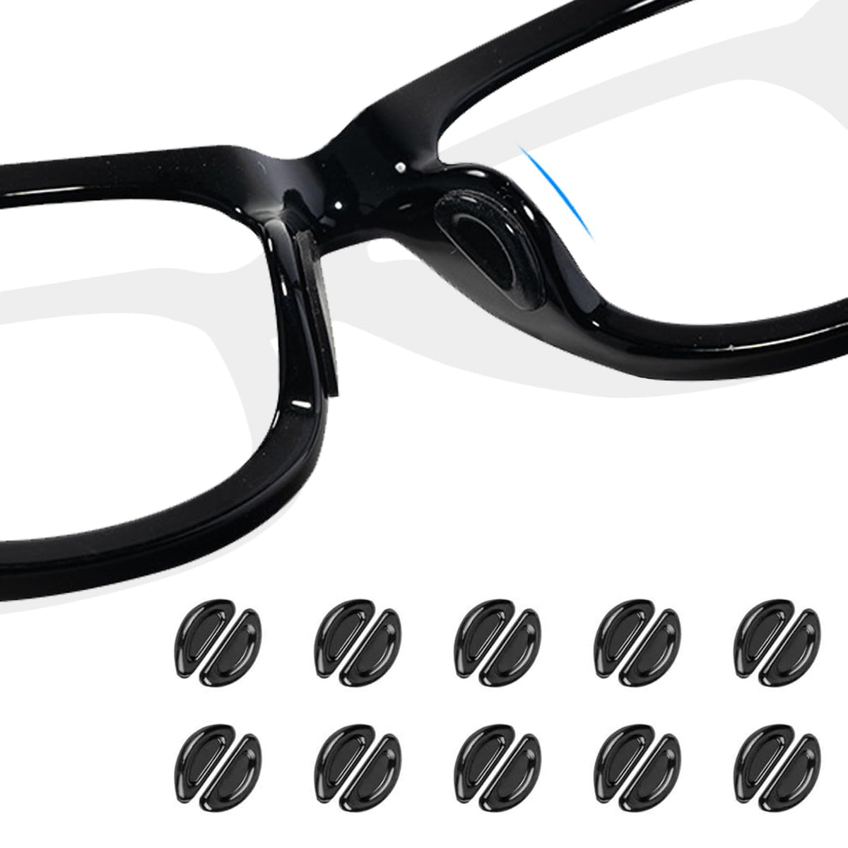 Consss black silicone eyeglass nose pads close-up