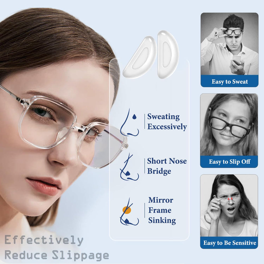 Nose pads applied to a pair of glasses