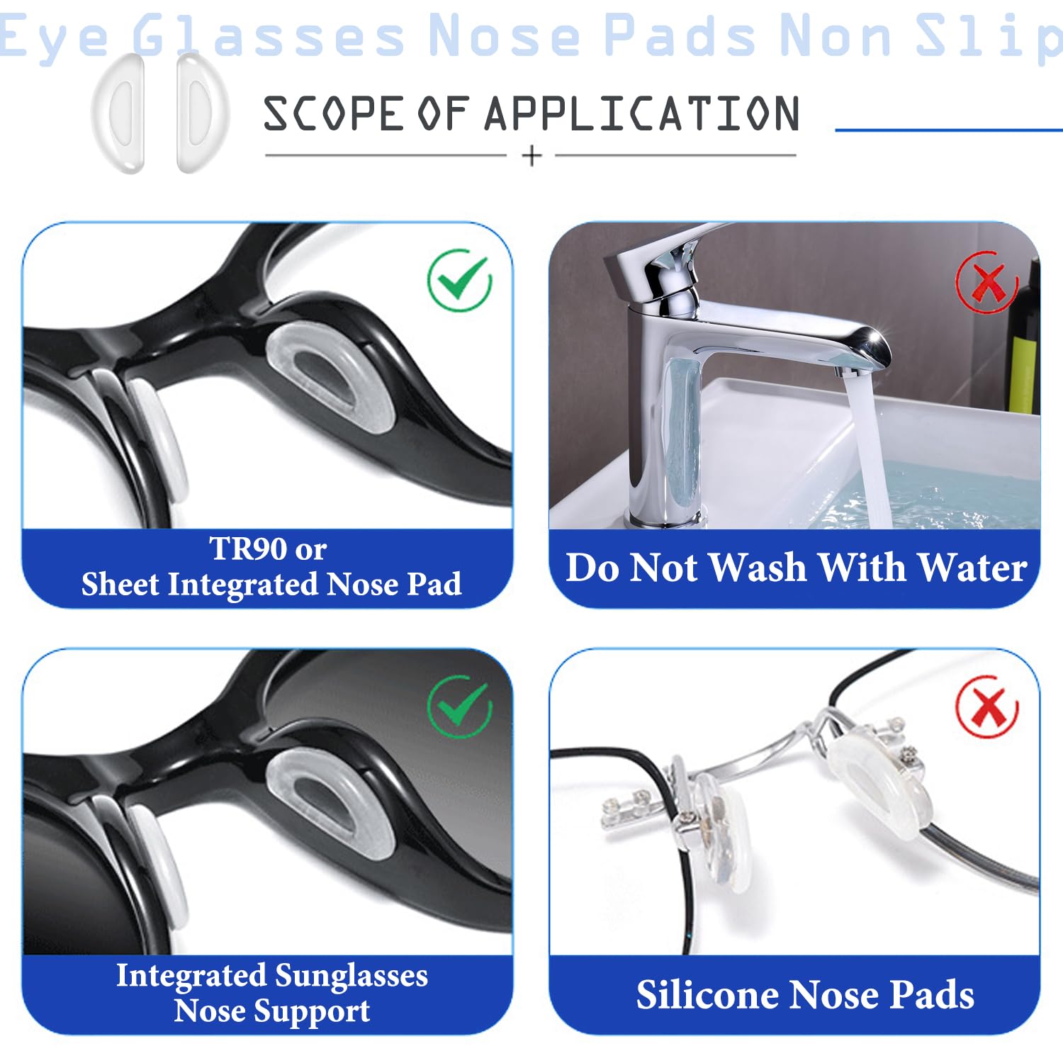 D-shaped ergonomic silicone nose pads for comfort