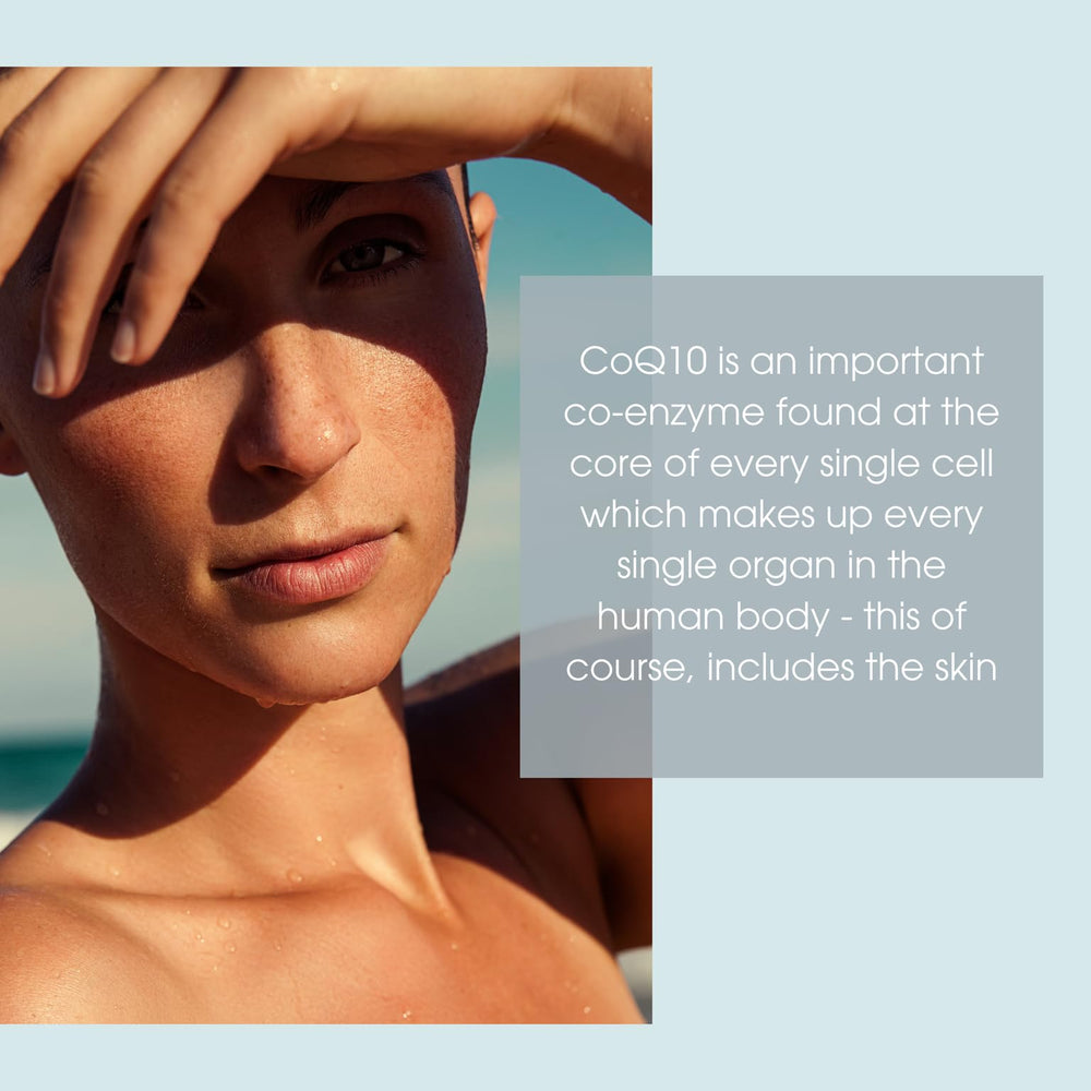 Label highlighting CoQ10 peptides and bergamot oil ingredients