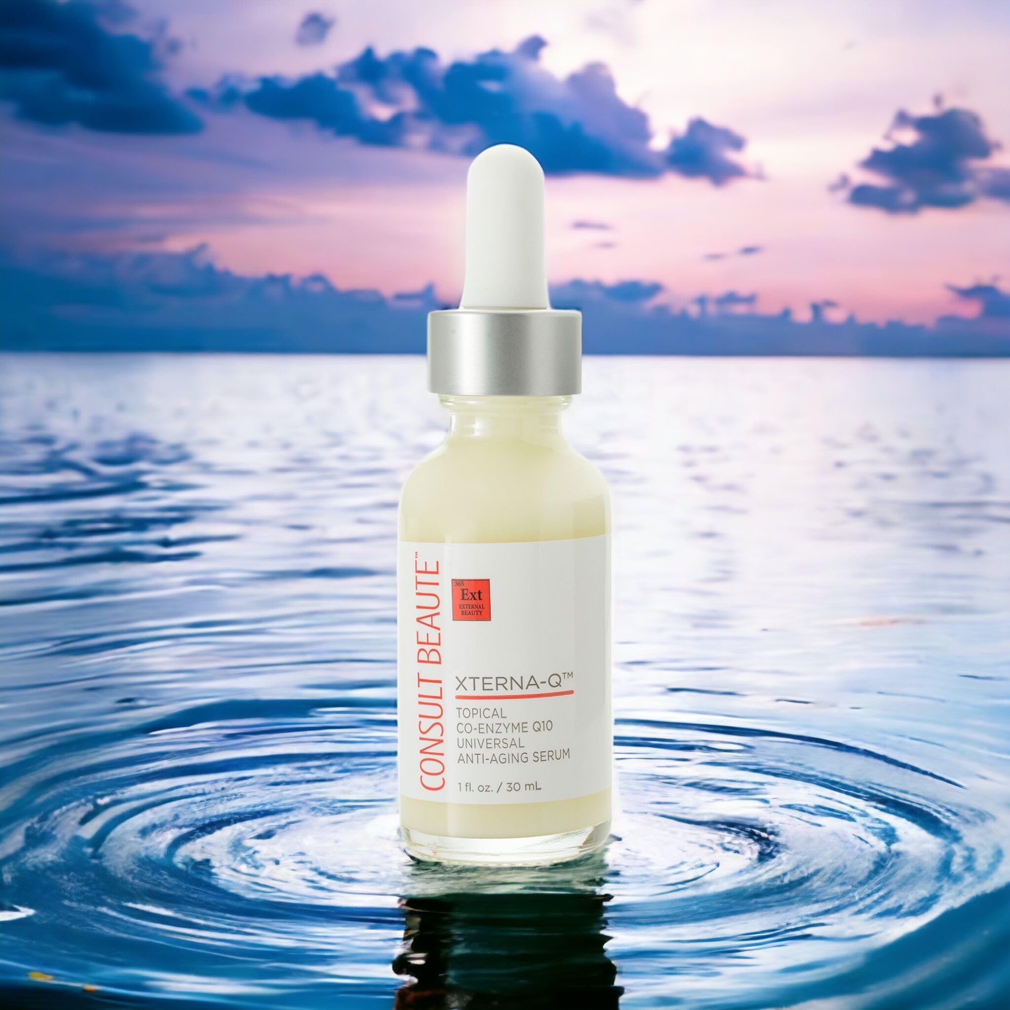 Product box and bottle of Consult Beaute XTERNA-Q Serum