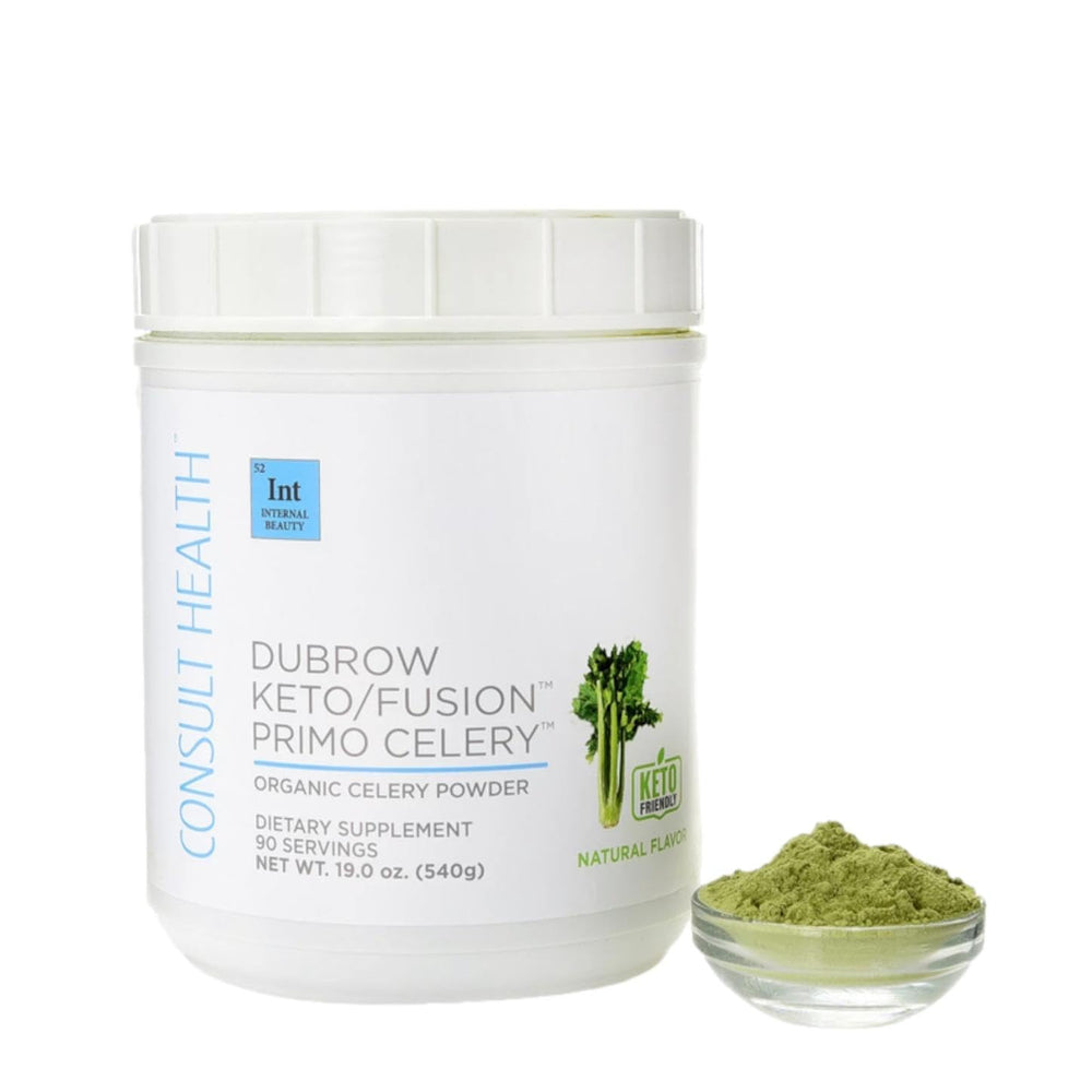 Front view of Consult Health Primo Celery Powder canister