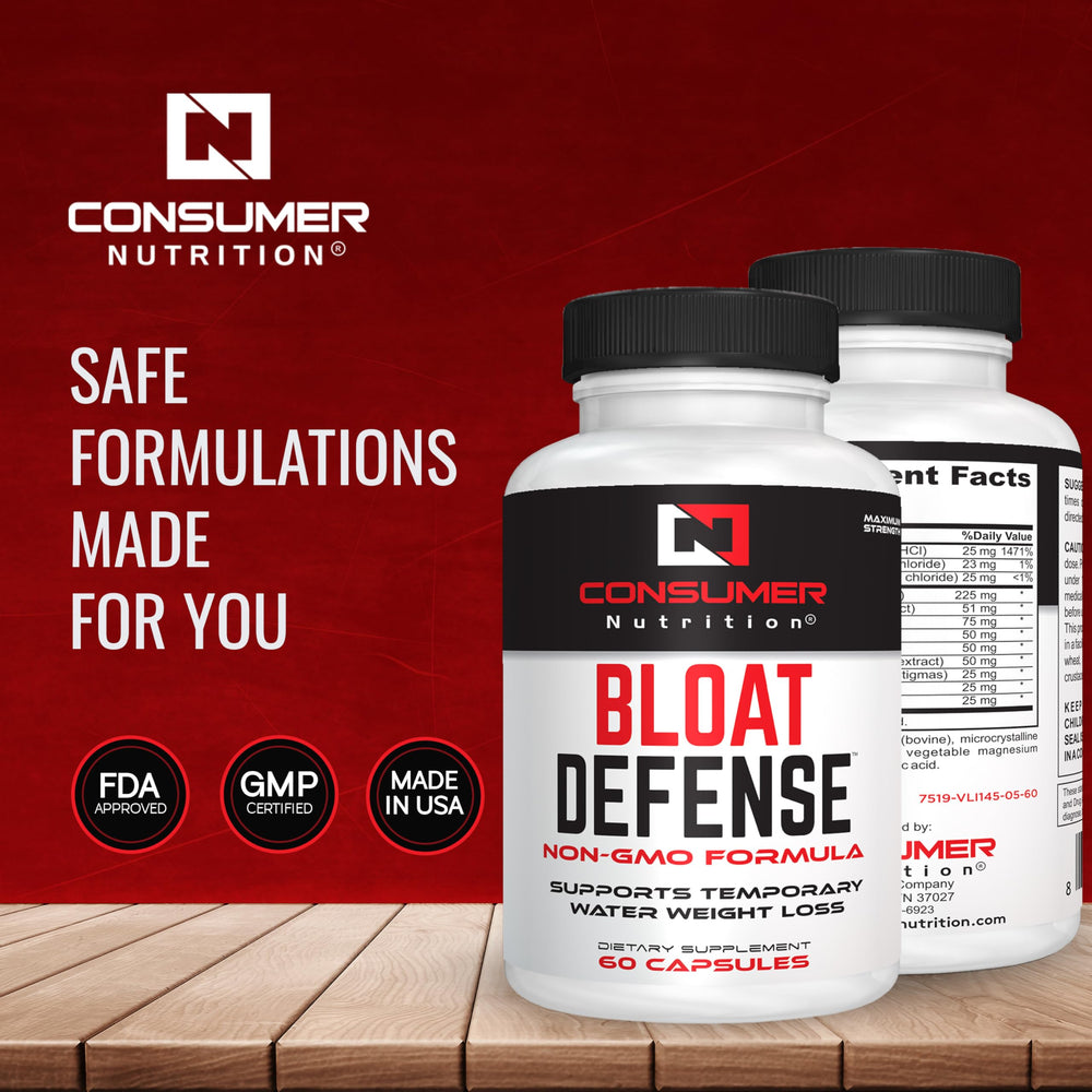 Consumer Nutrition diuretic pills green tea ingredient highlighted on packaging