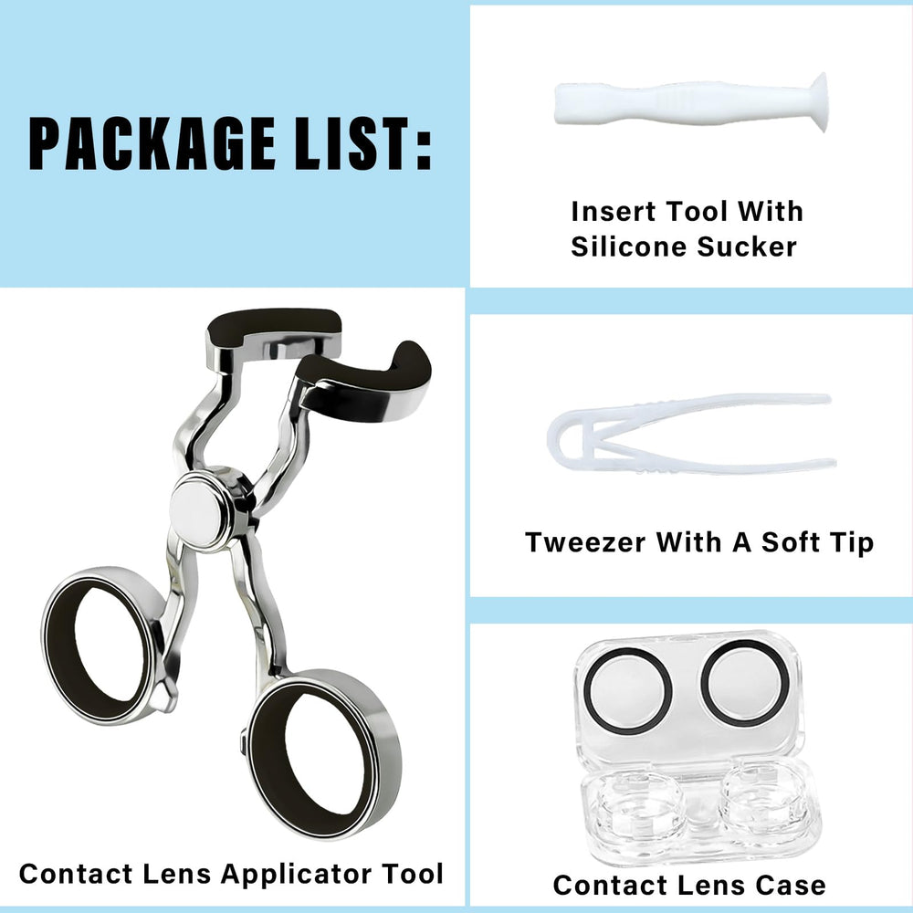 All-in-one contact lens tool set in its case