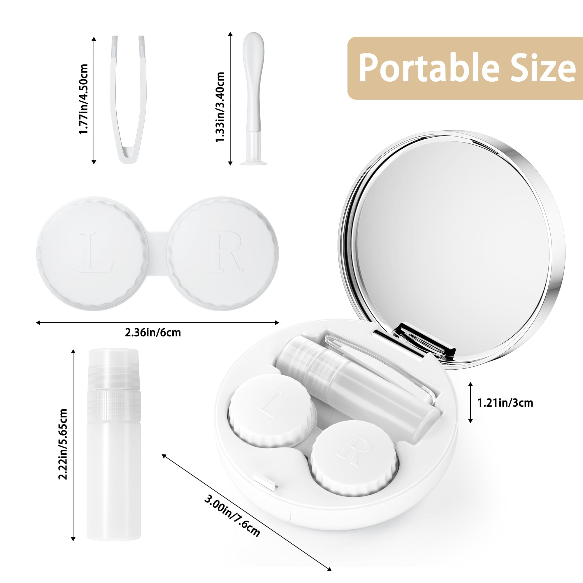 Leakproof travel lens case with mirror and bottle