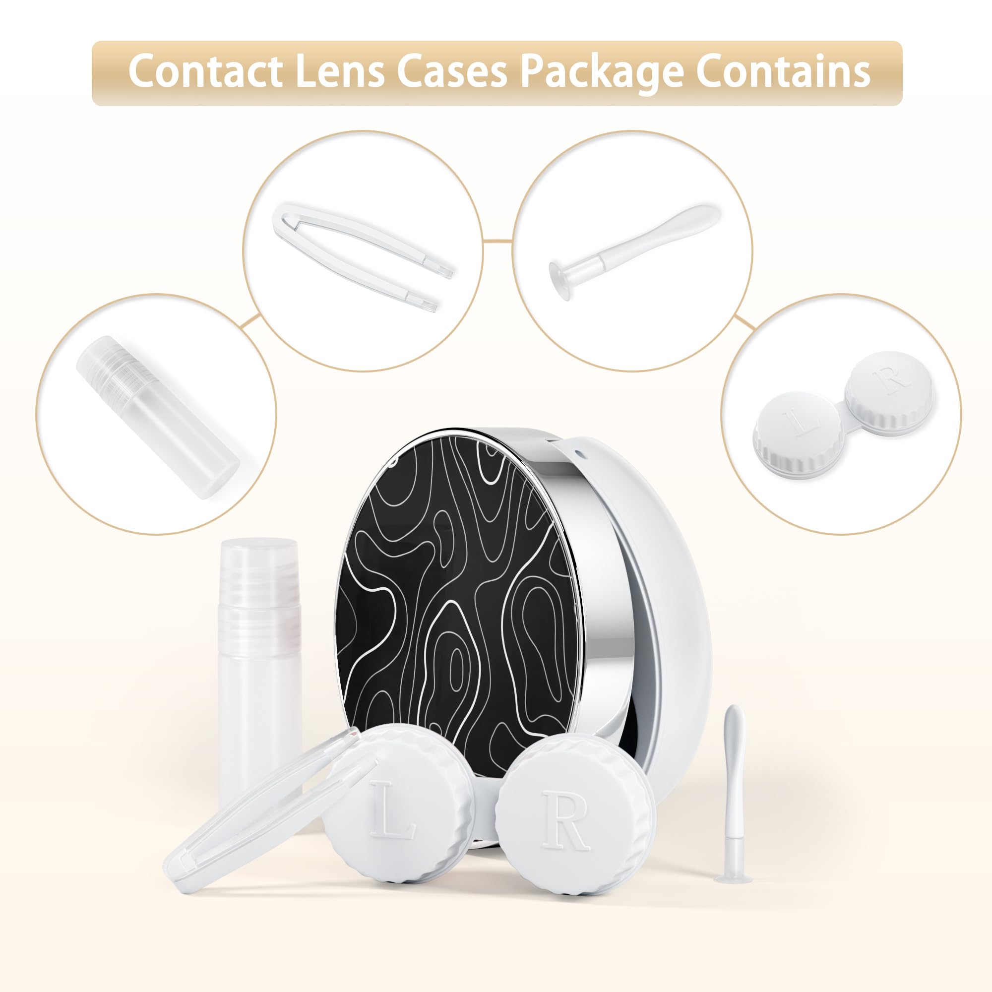 5-in-1 compact lens case including mirror, tweezers, and remover stick