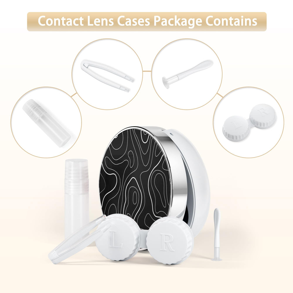 5-in-1 compact lens case including mirror, tweezers, and remover stick