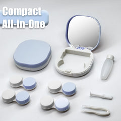 Close up of screw-on cap leakproof design for contact lens case