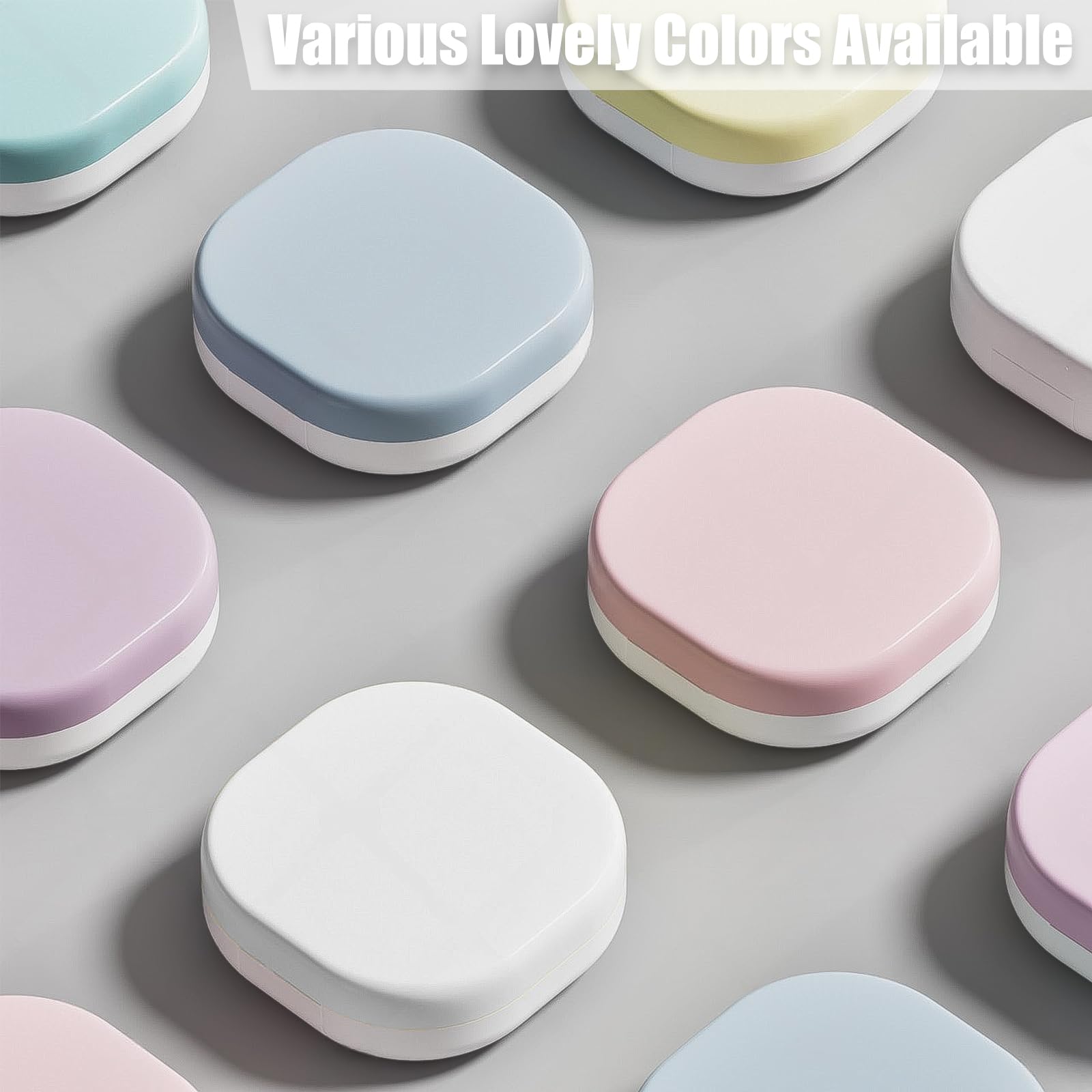 Compact travel size blue contact lens case set for daily use