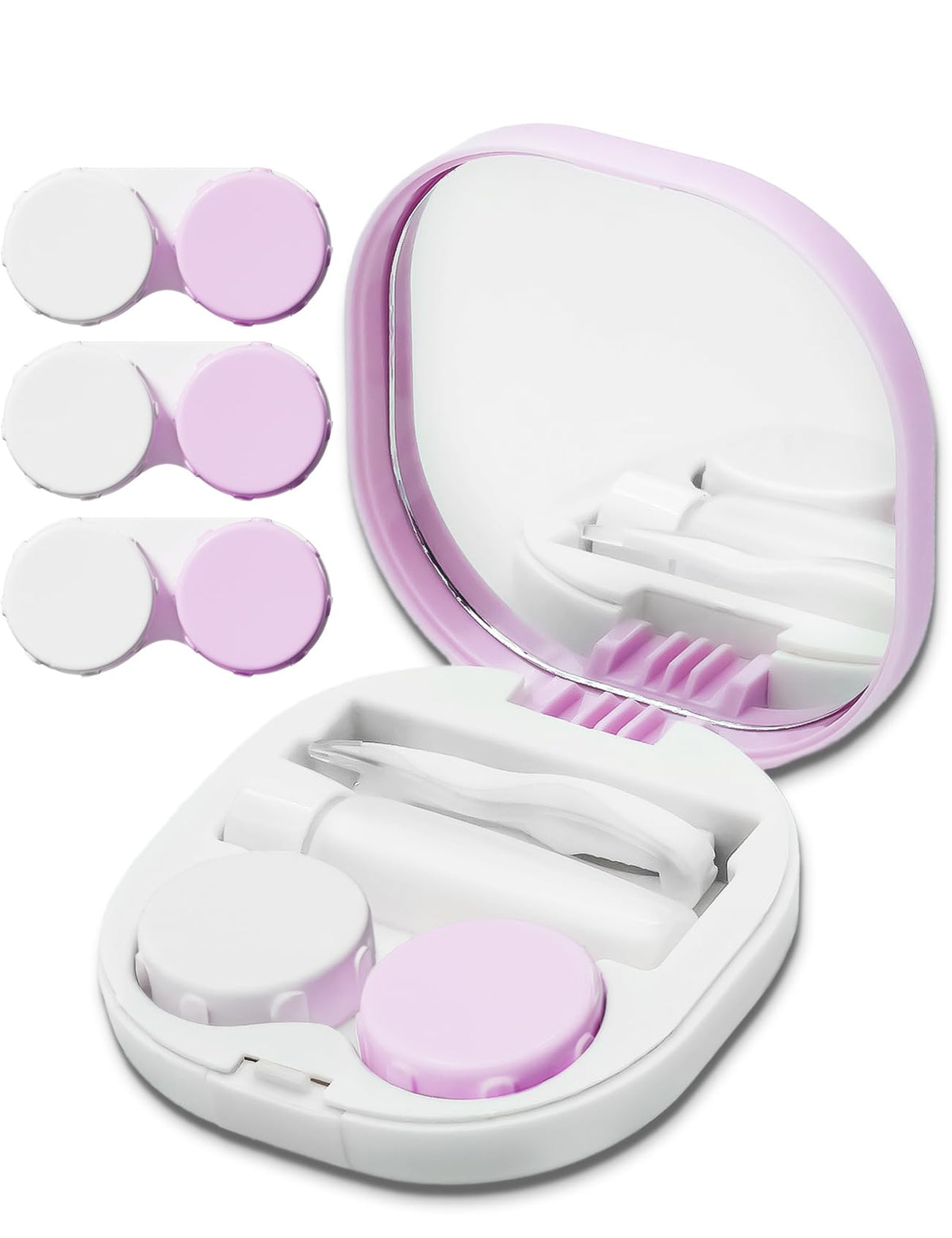 Lavender portable contact lens case front view