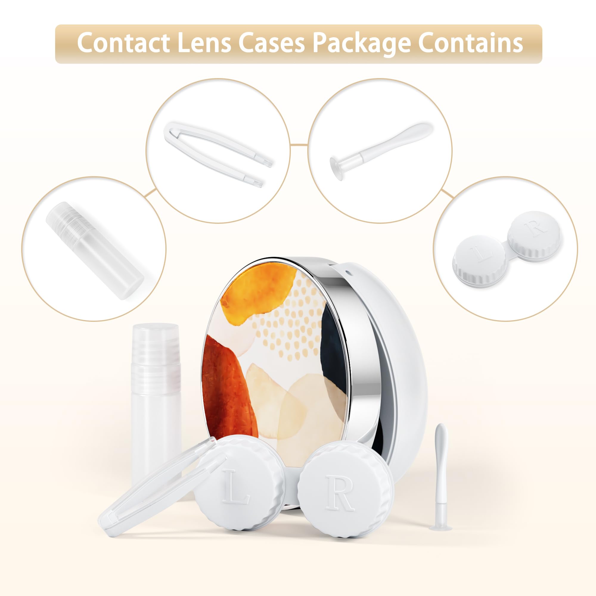 Five-in-one contact lens kit components laid out