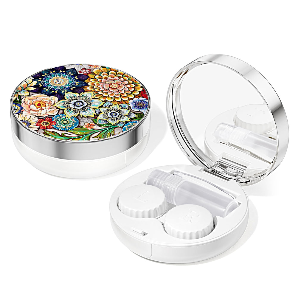 Travel-friendly contact lens case with mirror and compact design