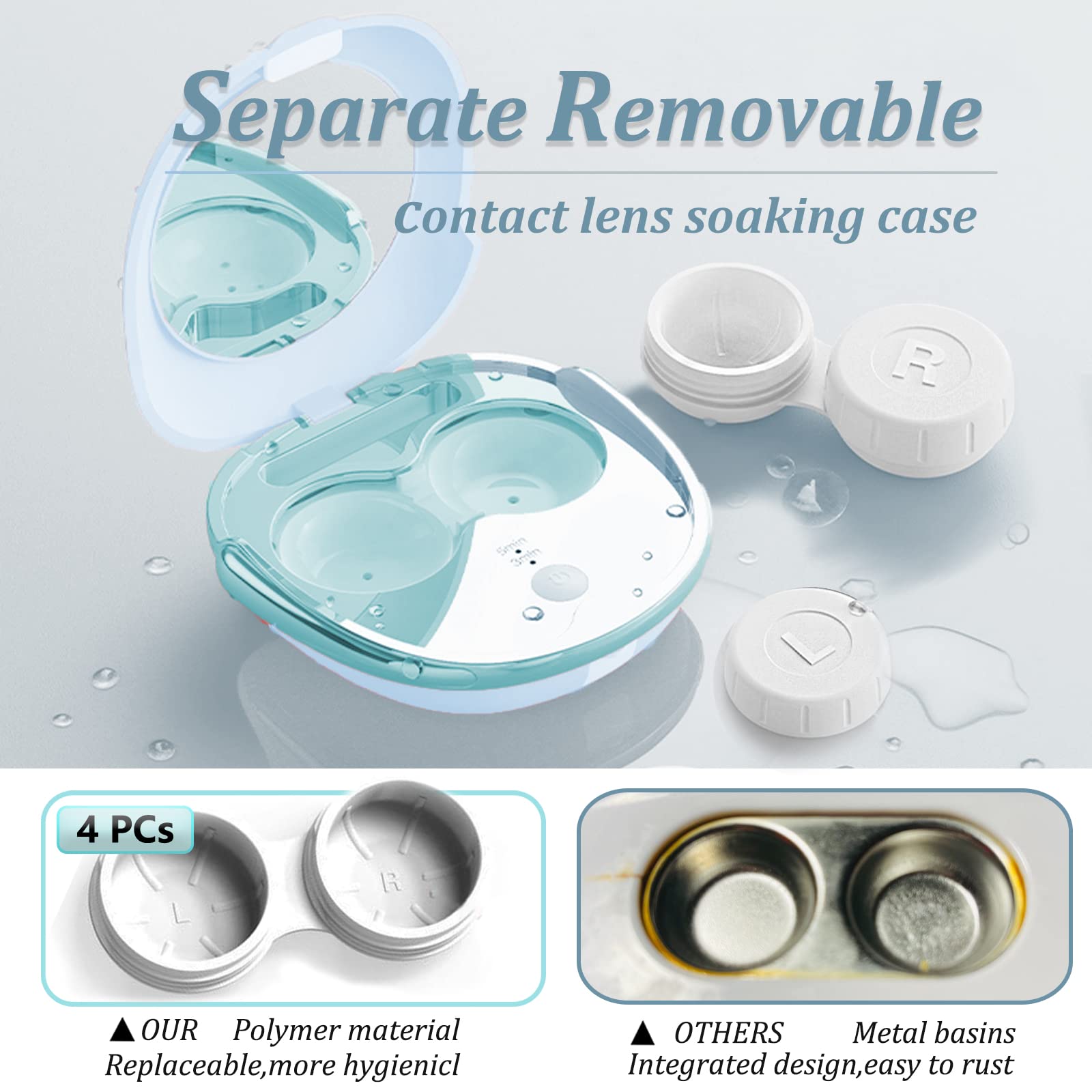 Travel-friendly compact case and cleaner in blue