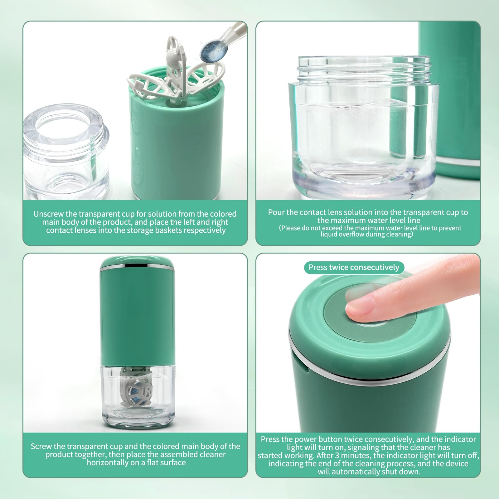 Close-up of ultrasonic cleaning removing protein from lenses