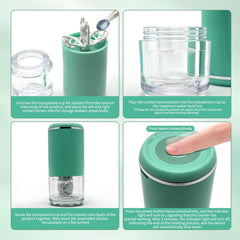 Close-up of ultrasonic cleaning removing protein from lenses