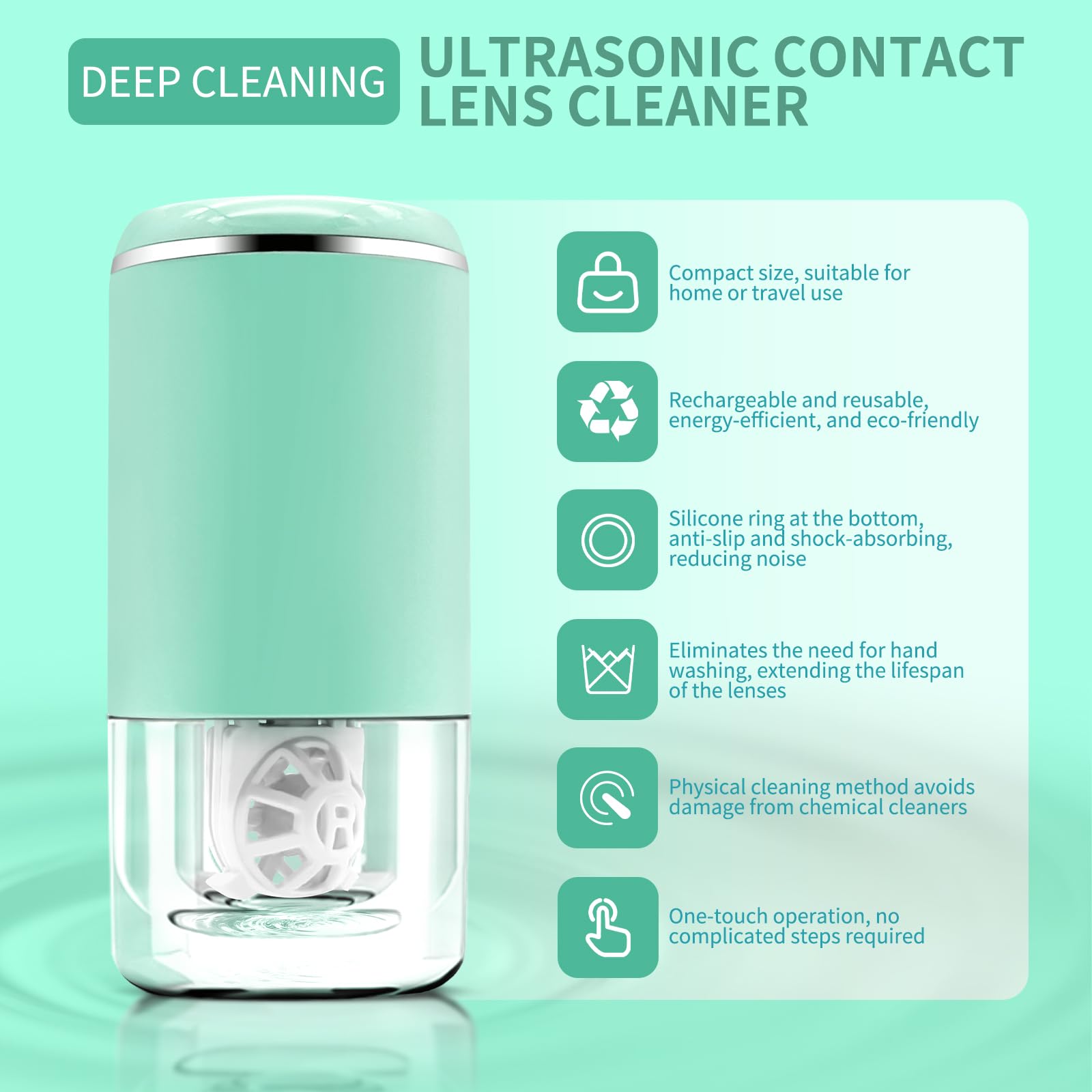 Compact travel-friendly lens cleaner fits in palm or makeup bag