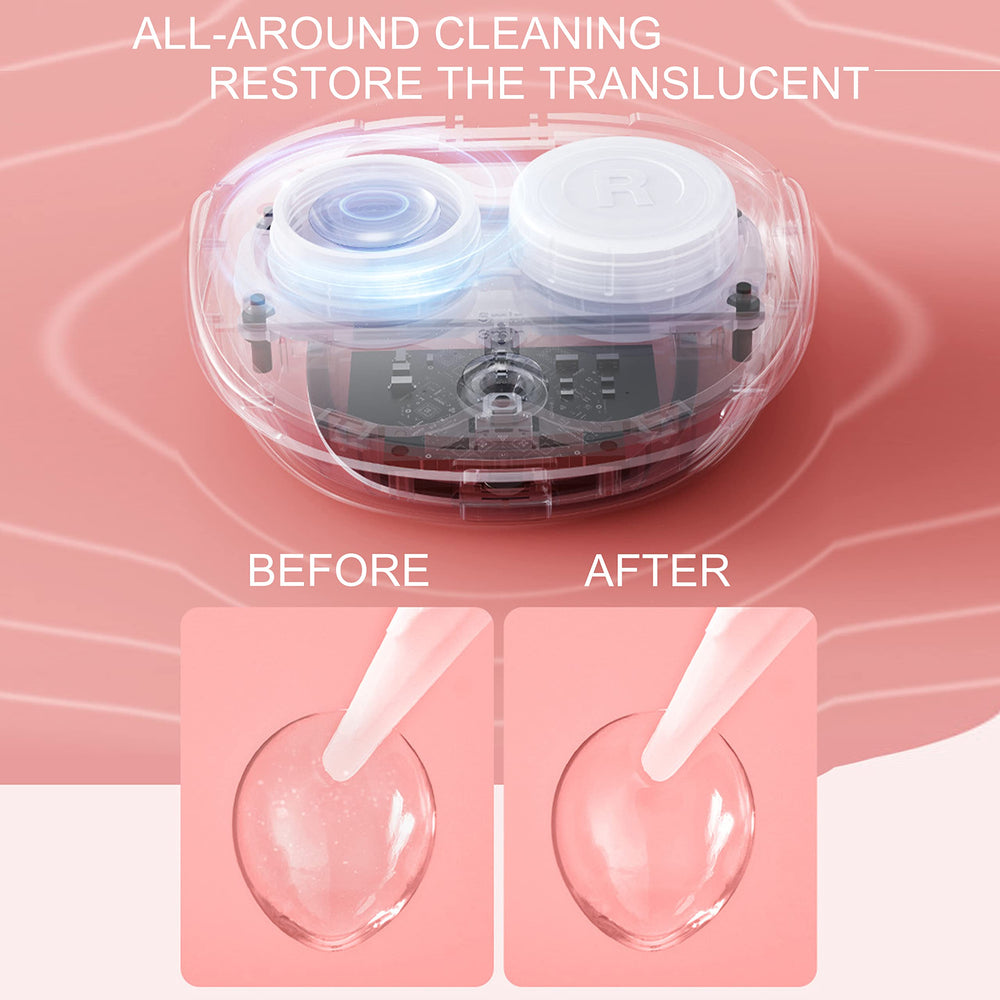 Front view of the pink cleaner showing compact design