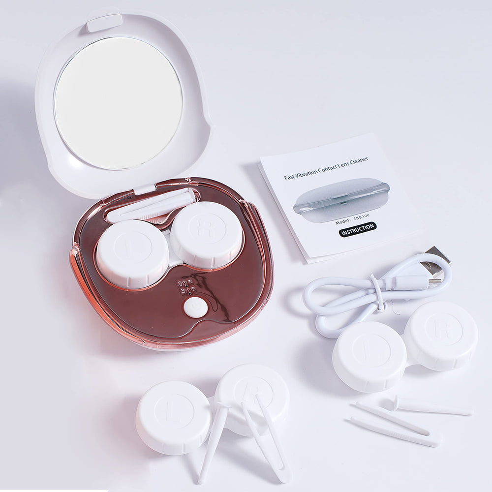 Inside view showing lens container, tweezers and remover tool