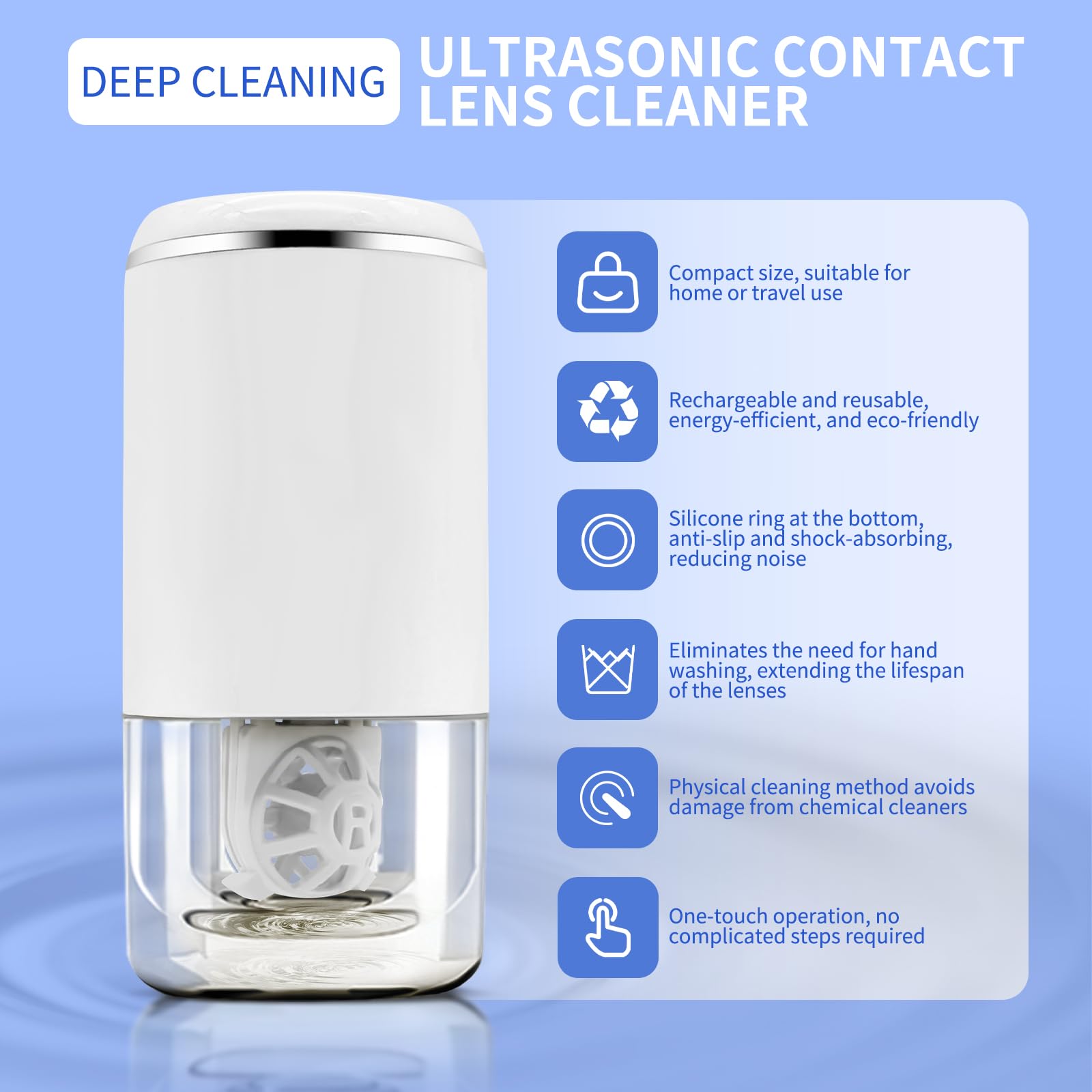 Device cleaning soft and colored lenses with high protein removal