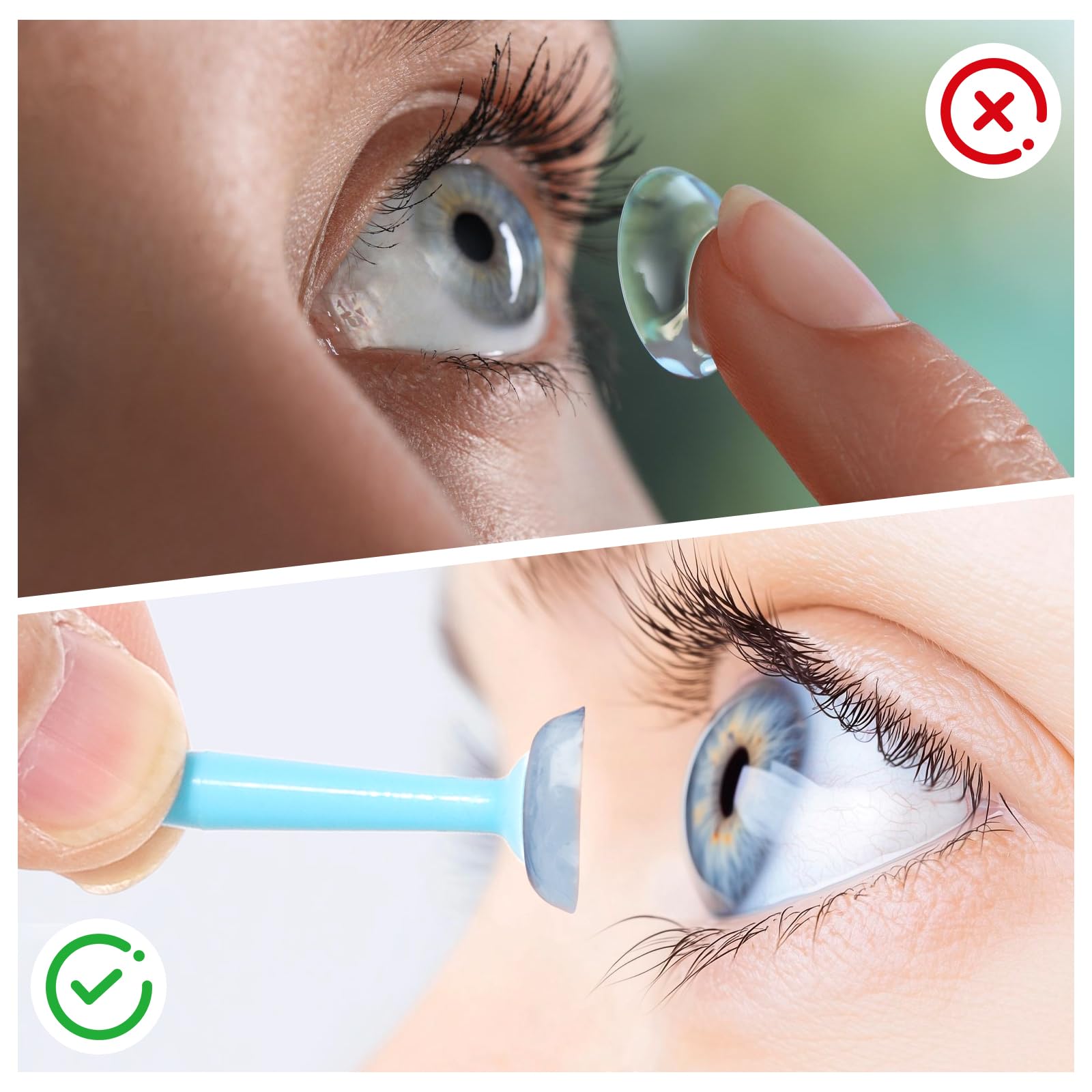 Portable travel-friendly contact lens remover tool in blue