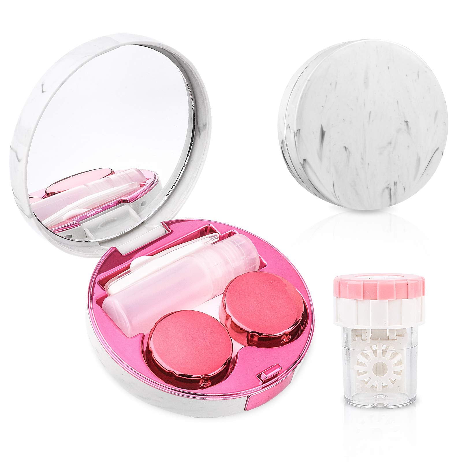 Marbled design contact lens travel kit case