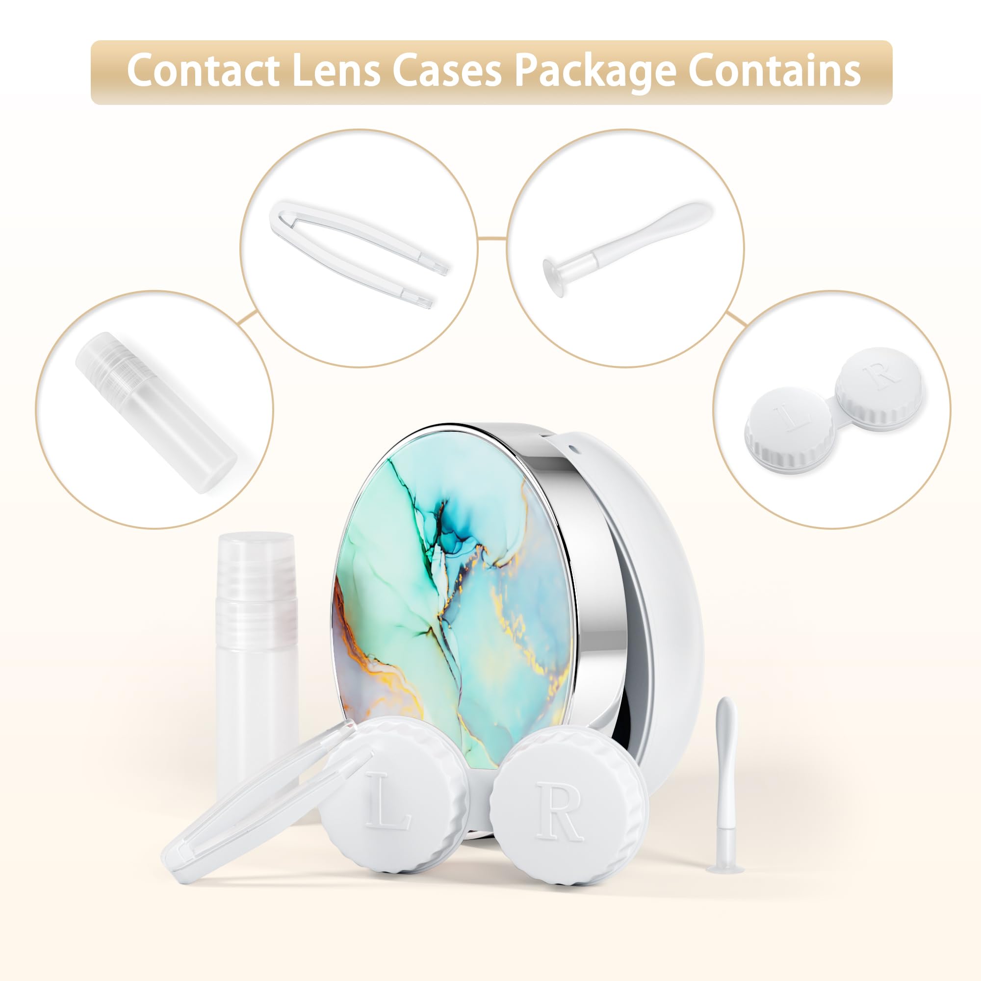 5-in-1 compact lens case includes solution bottle and tweezers