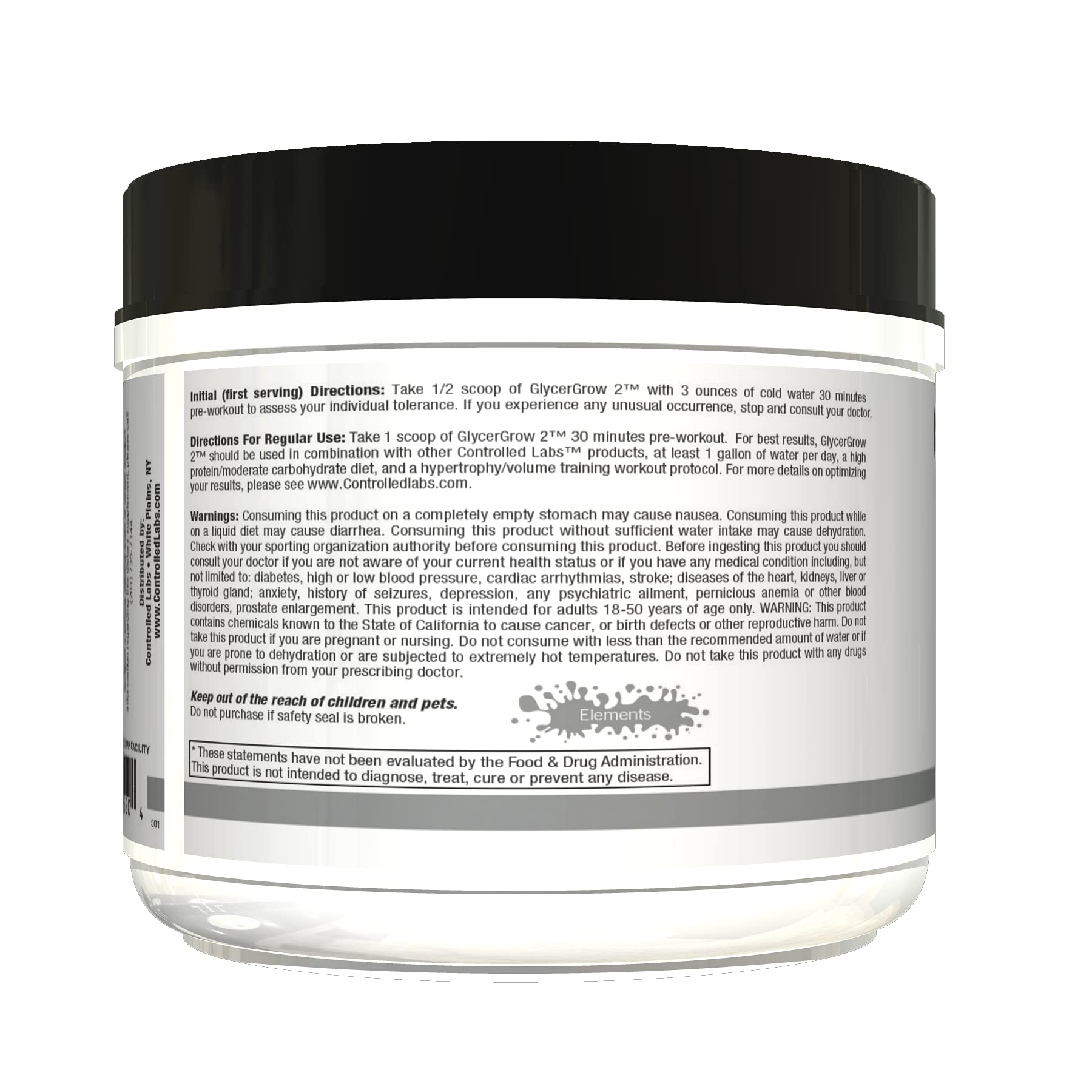 Controlled Labs GlycerGrow preworkout bottle with glass illustrating training readiness.