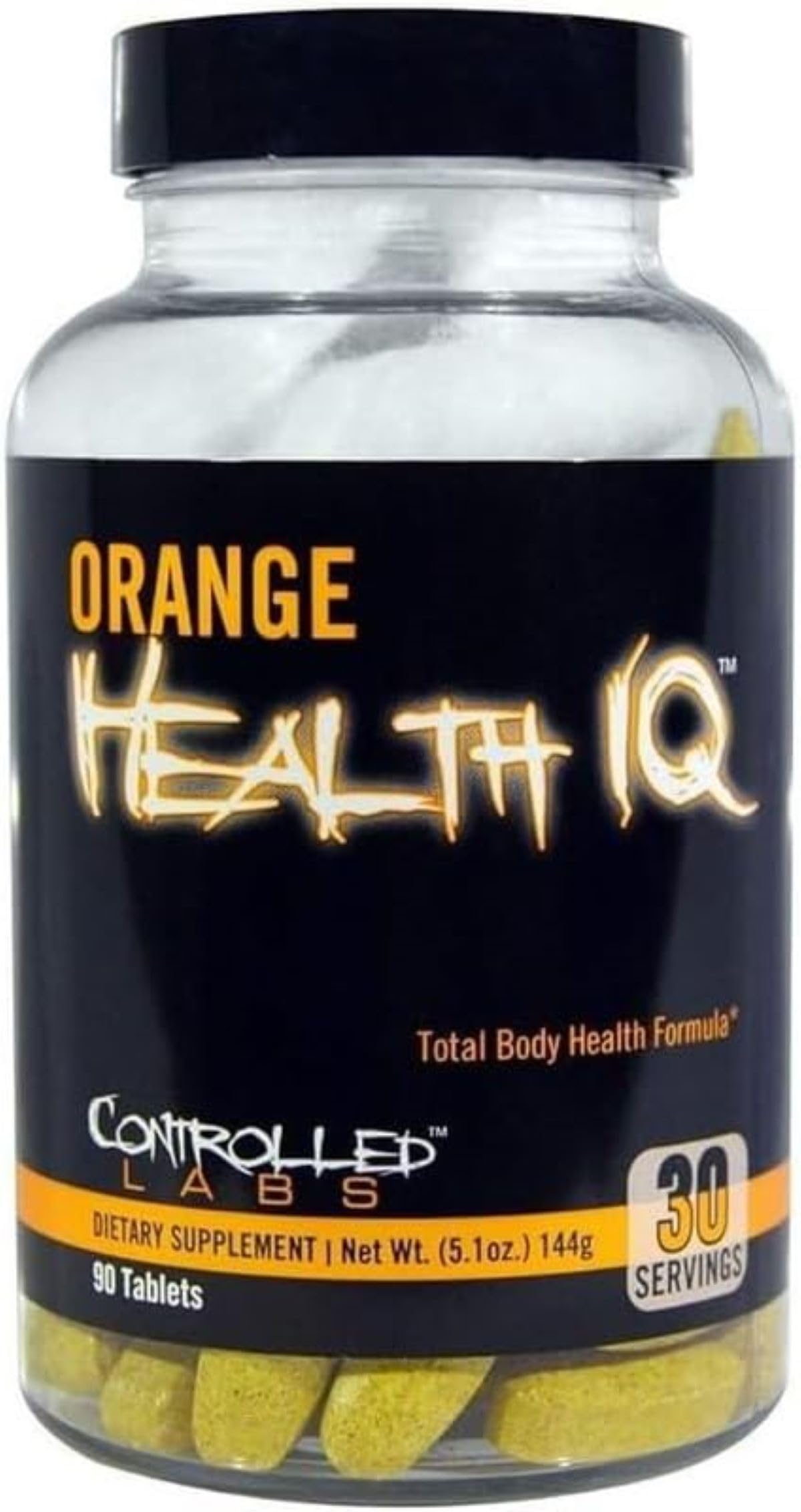 CONTROLLED LABS Orange Health IQ bottle on shelf signaling daily wellness for active lifestyles