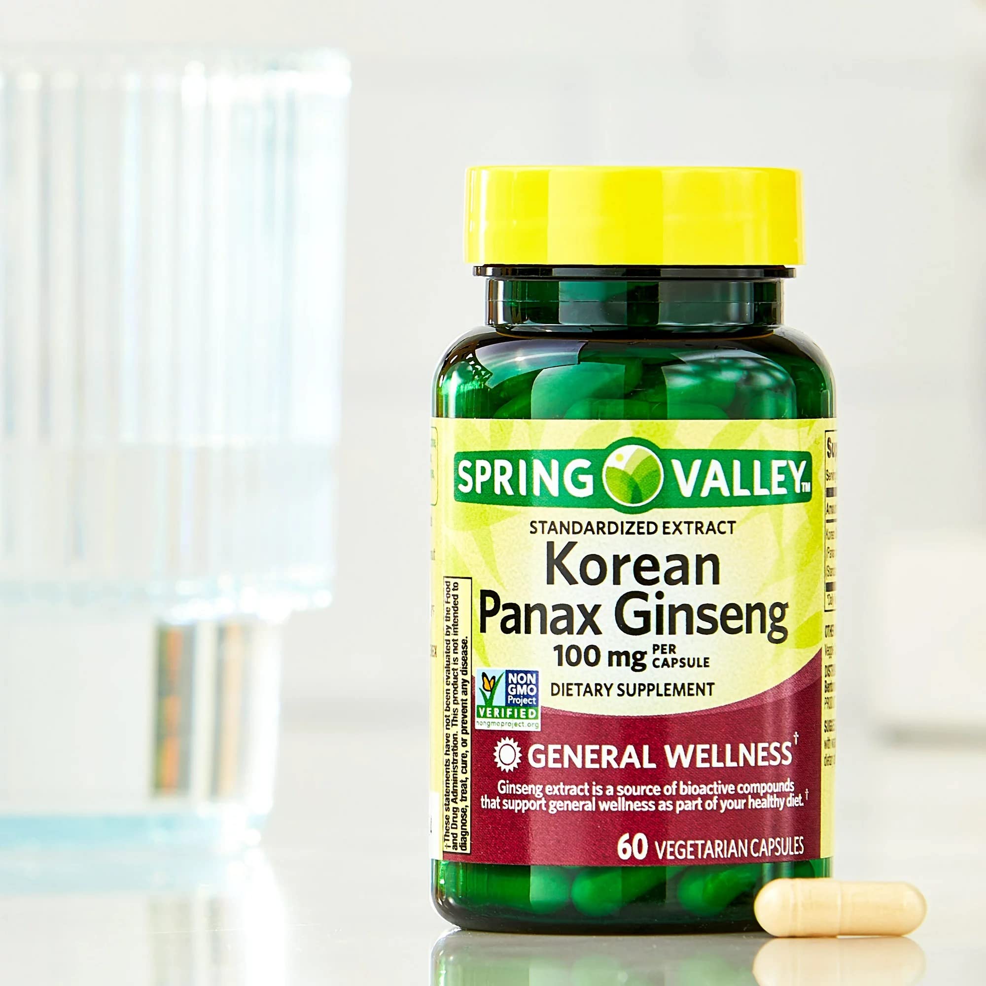 60-count bottle of vegetarian ginseng capsules
