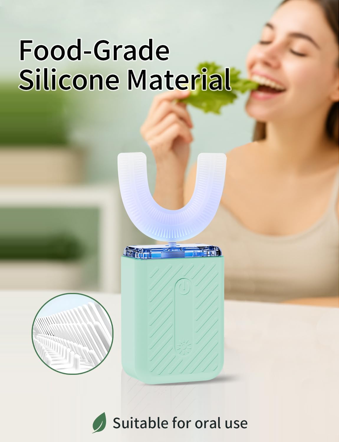 3 LED modes visible through clear window on COOBST toothbrush