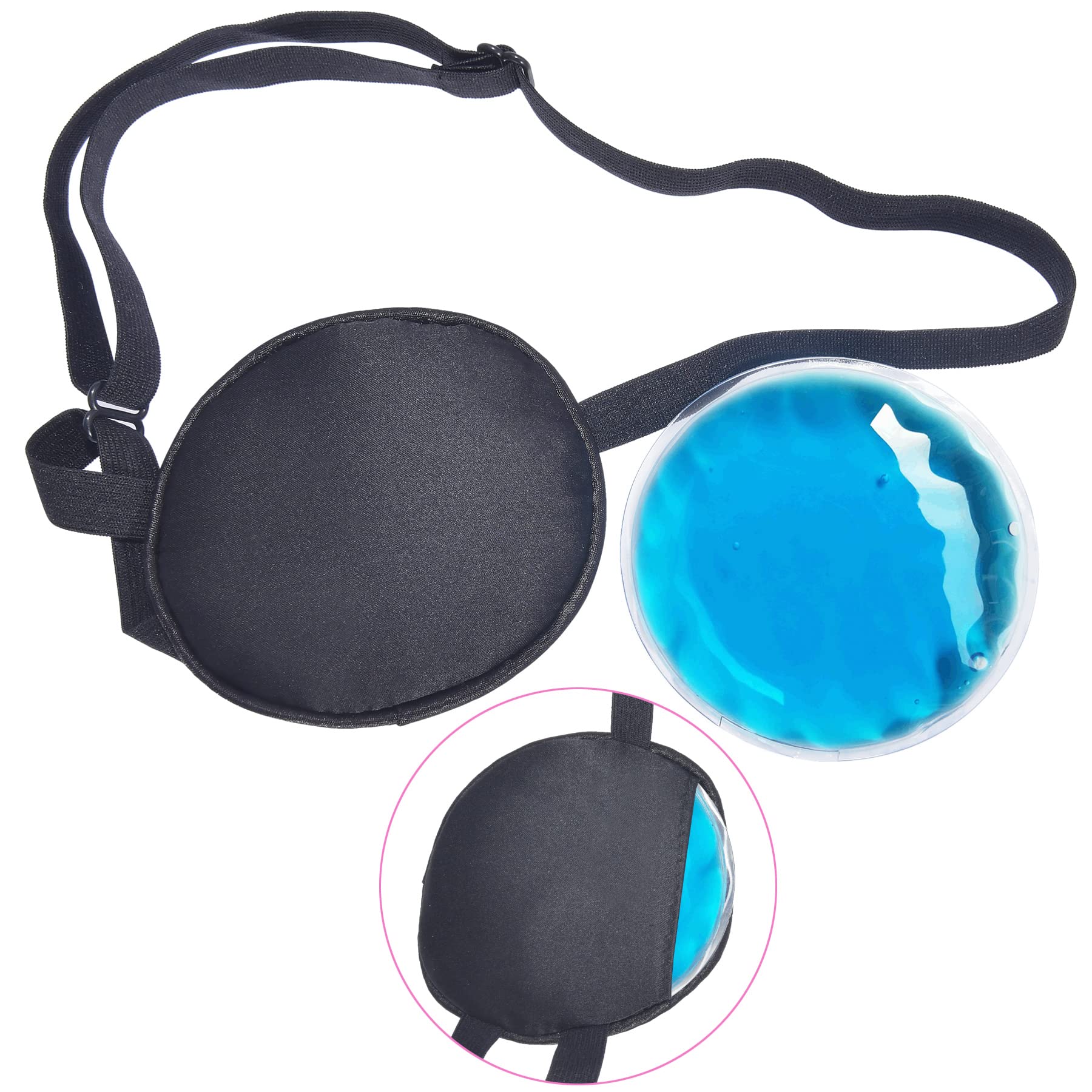 Cooling Silk Eye Patch package with One Eye Patch, Cold/Hot Gel Pack and velvet bag