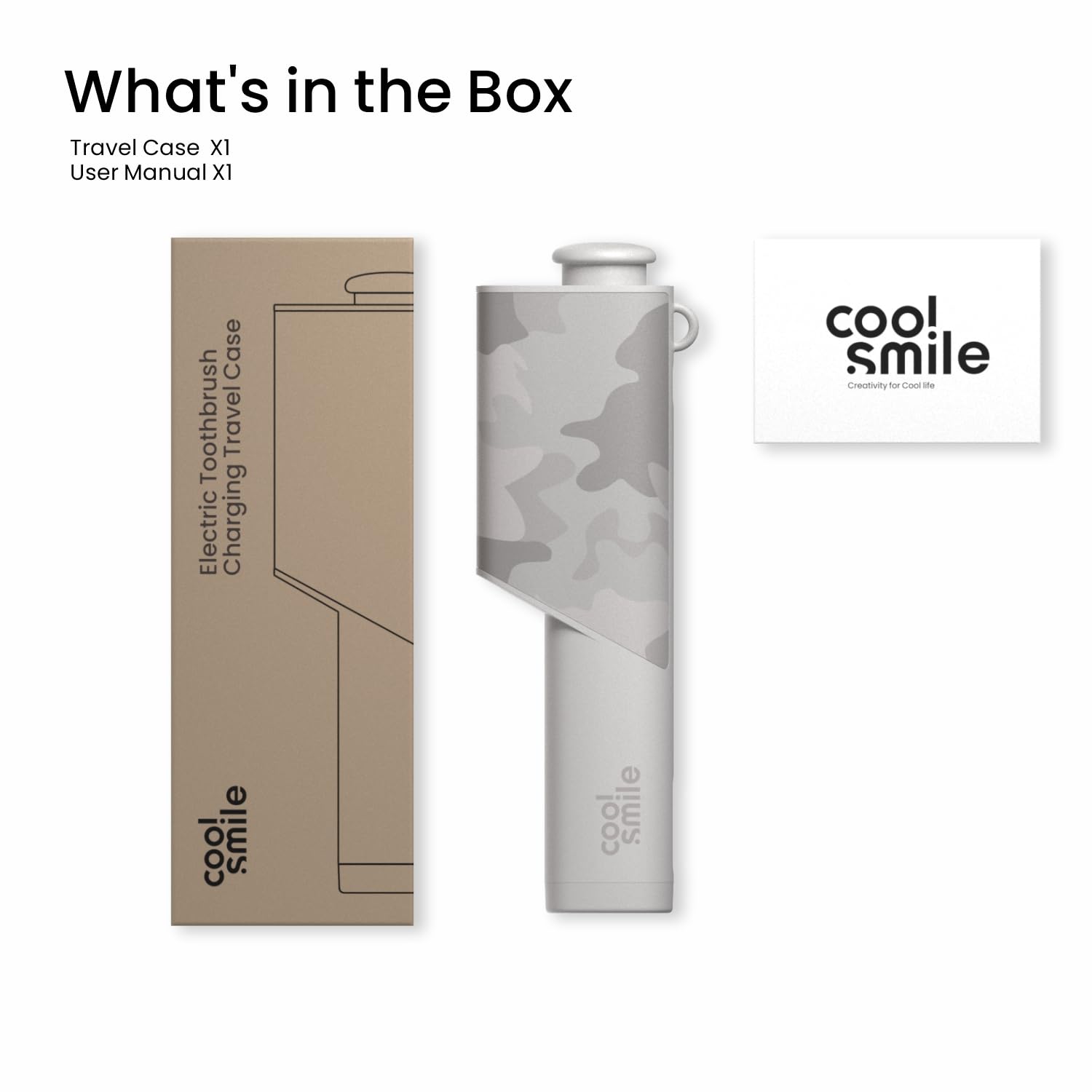 Grey CoolSmile travel case positioned for travel use